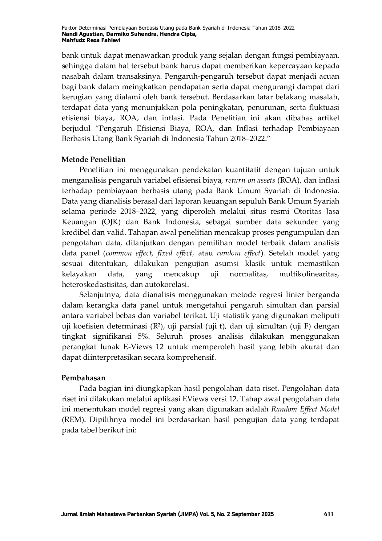 JURIS Faktor Determinasi Pembiayaan Berbasis Utang pada Bank Syariah di Indonesia Tahun 2018 2022