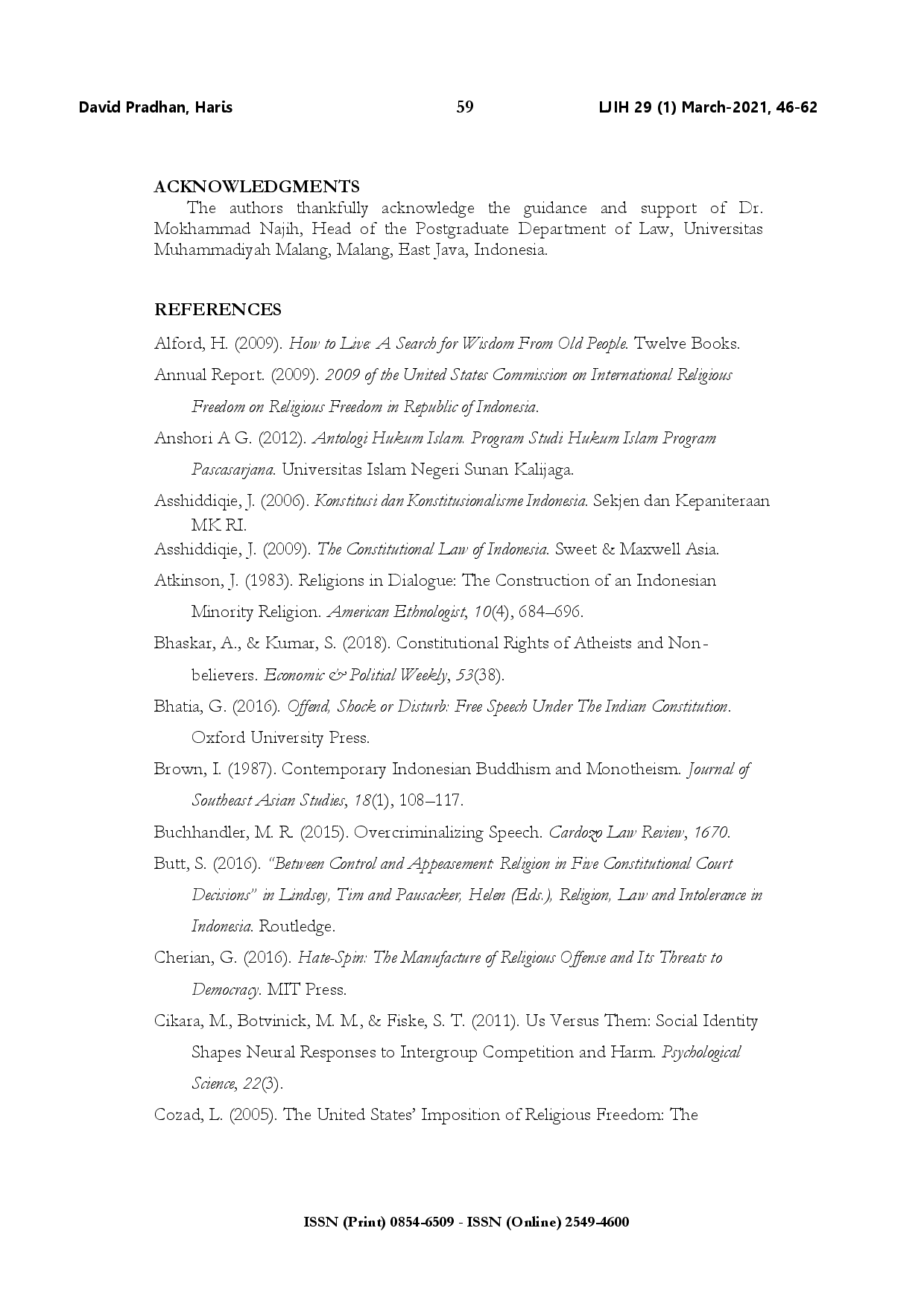 juris Religious tolerance in multifaith democracies a comparative legal study of Indonesia and India