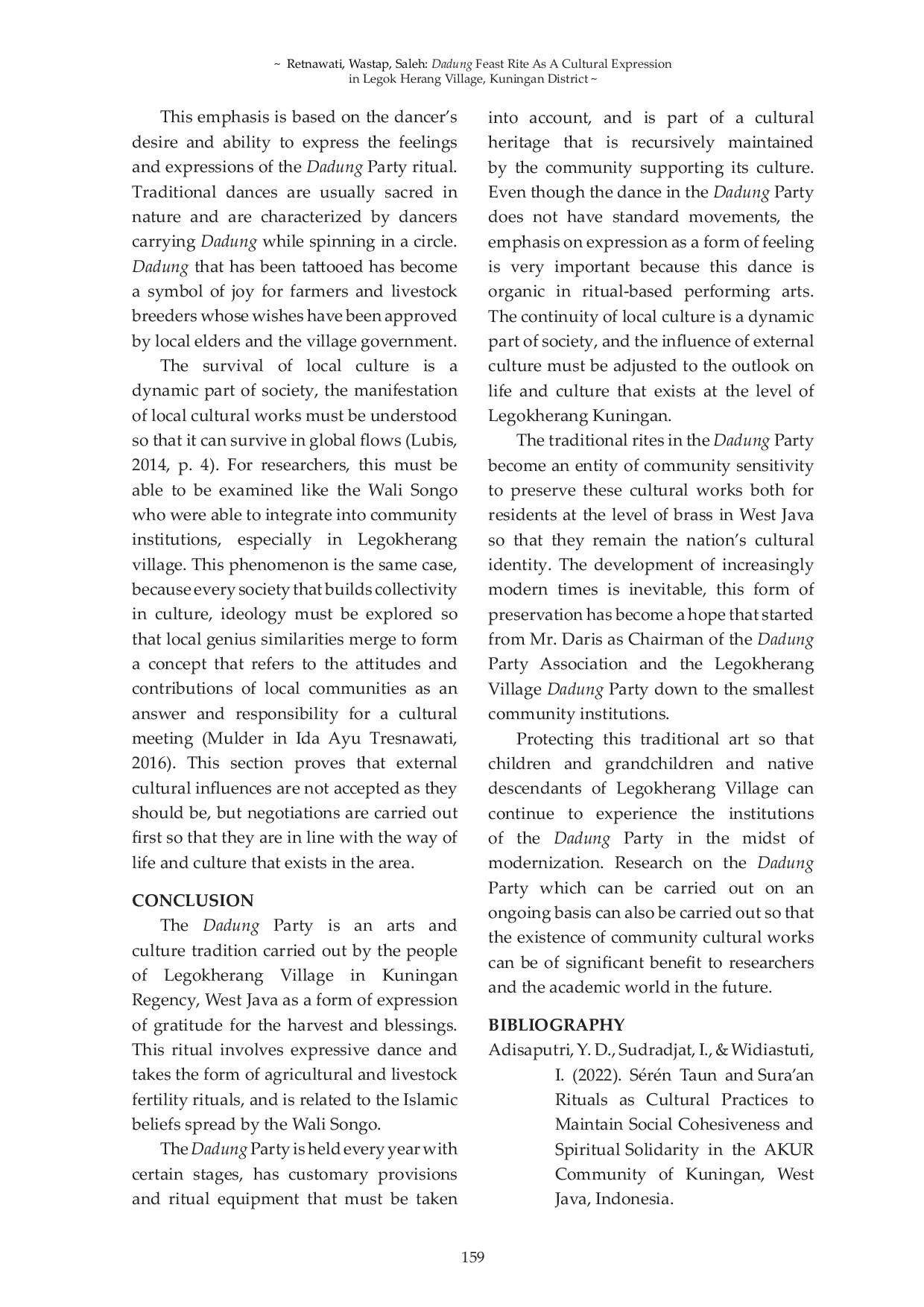 JURIS Dadung Feast Rite As A Cultural Expression in Legok Herang Village Kuningan district