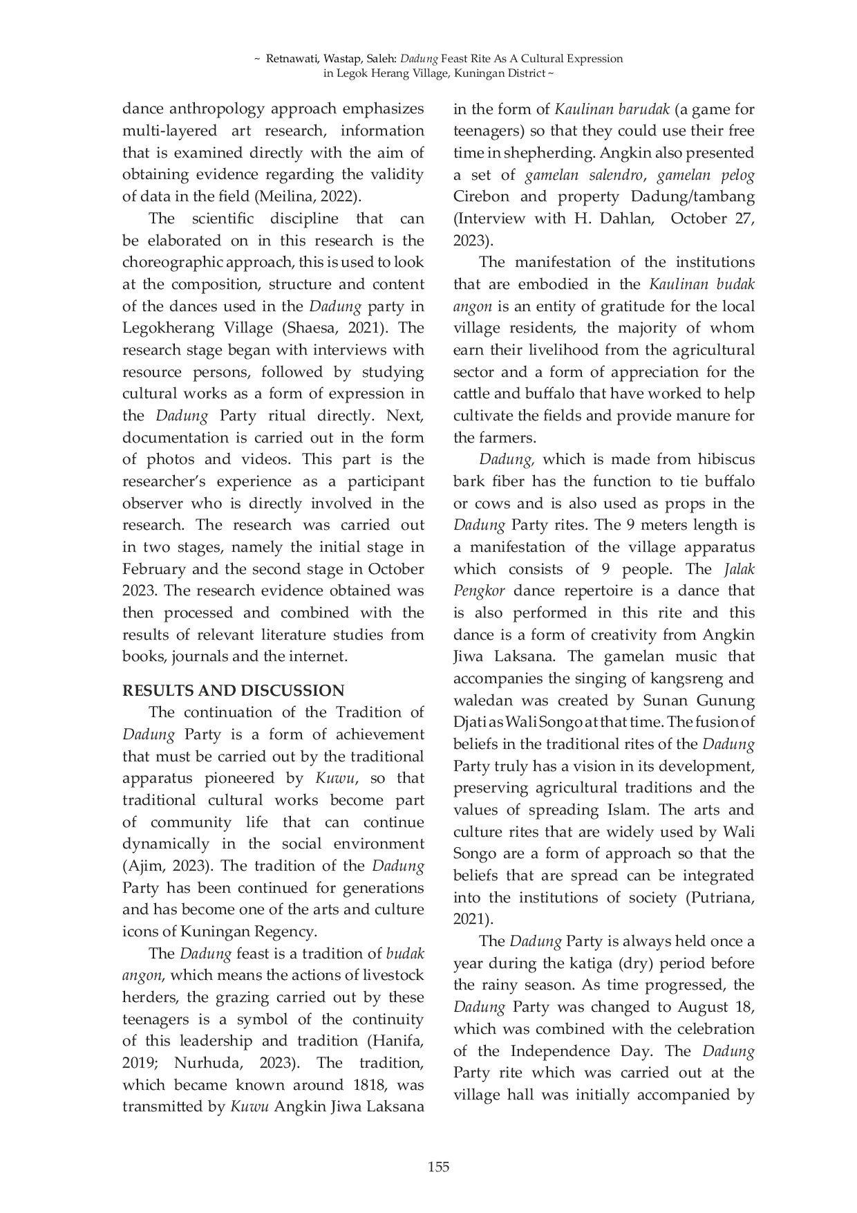 JURIS Dadung Feast Rite As A Cultural Expression in Legok Herang Village Kuningan district