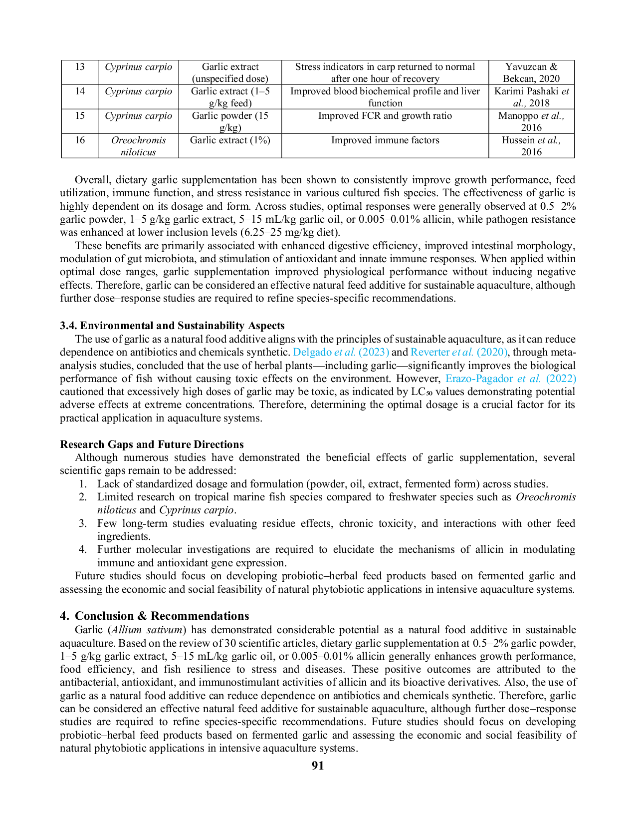 JURIS Utilization of Garlic Allium sativum as a Functional Supplement to Enhance the Health and Performance of Cultured Fish A Systematic Literature Review