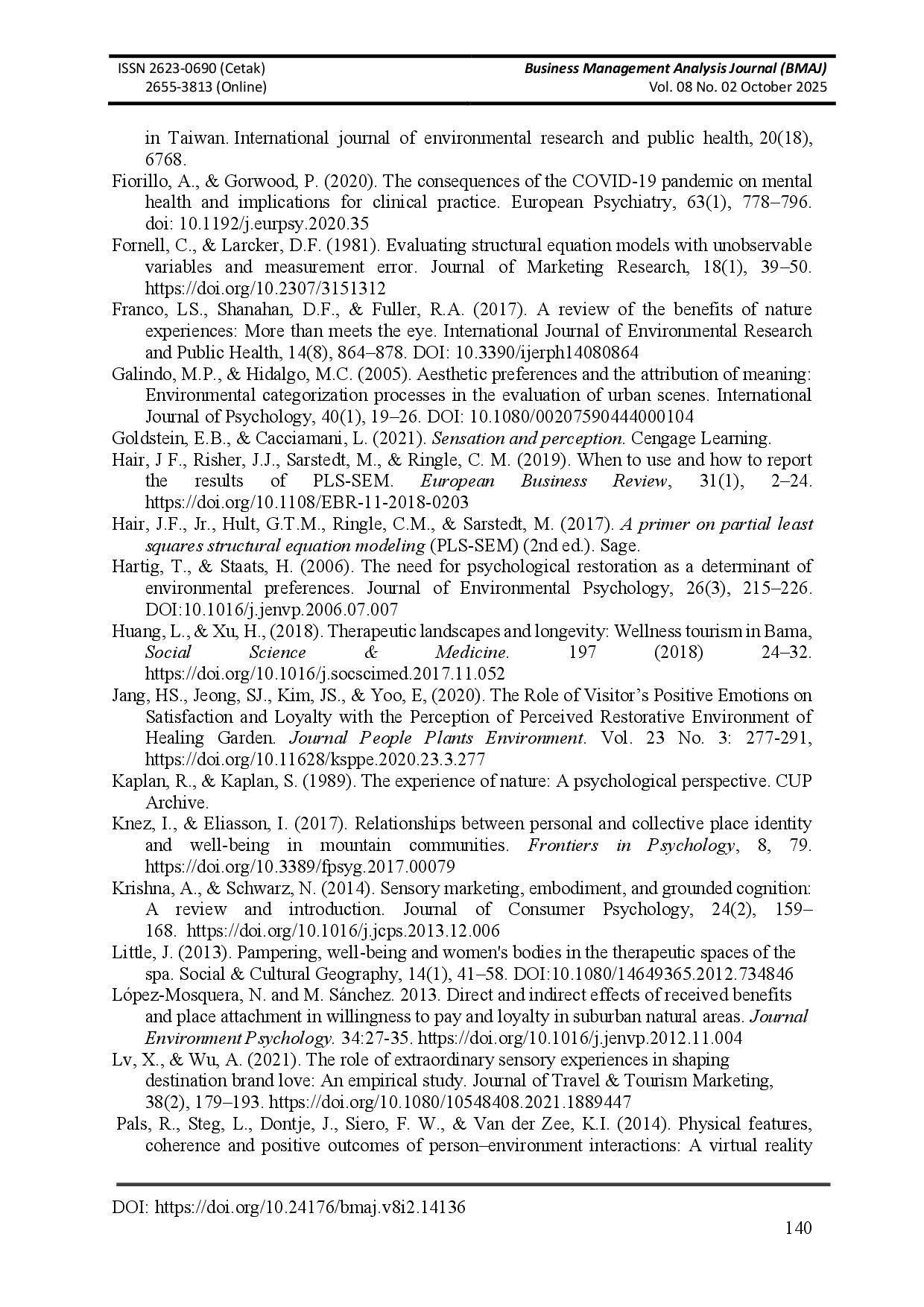 juris Analysis of Visitors Multisensory Experiences Towards Mental Health Benefits in Outdoor Destinations