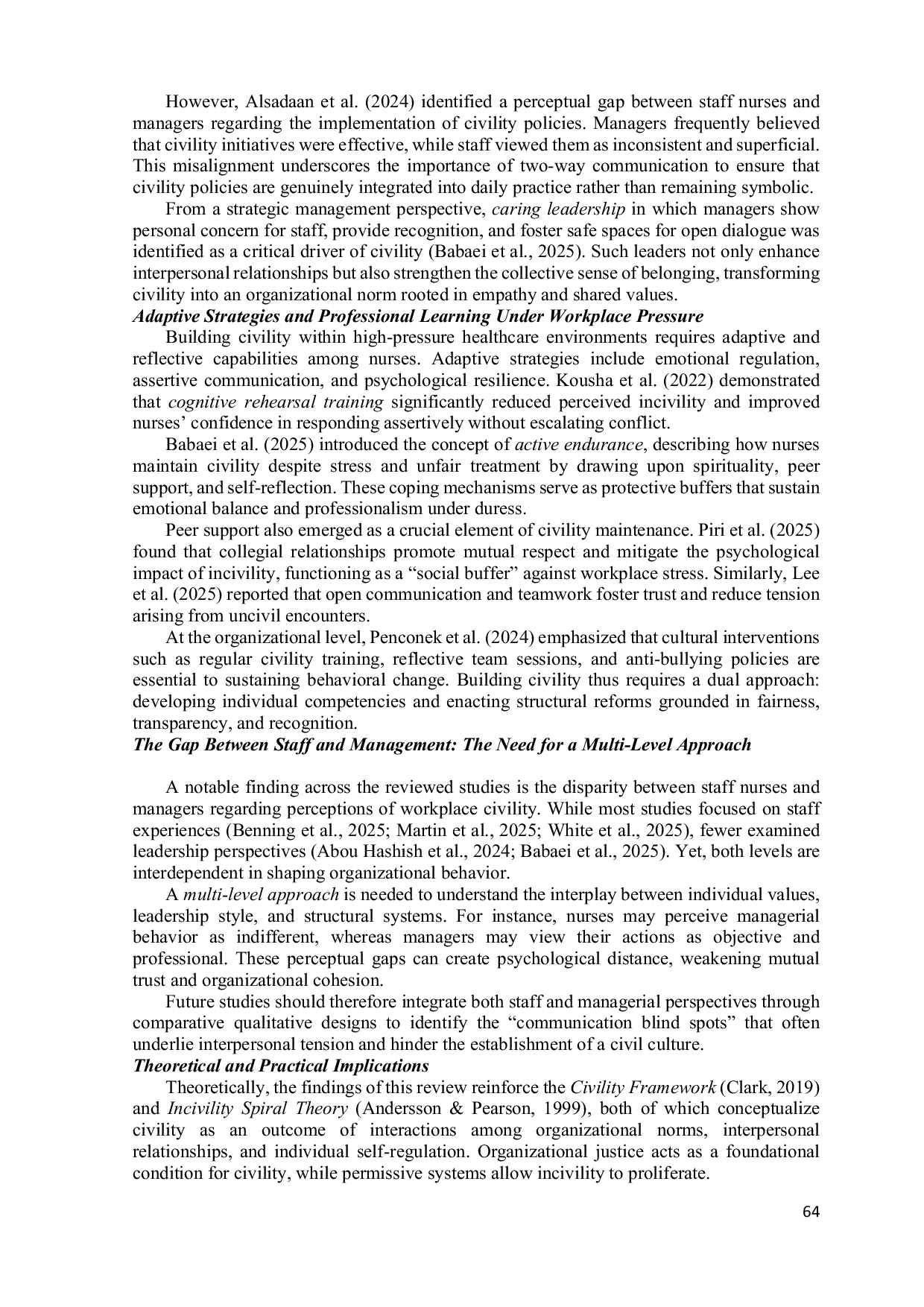 JURIS Exploring Nurses Experiences in Building Civility in the Workplace A Literature Review