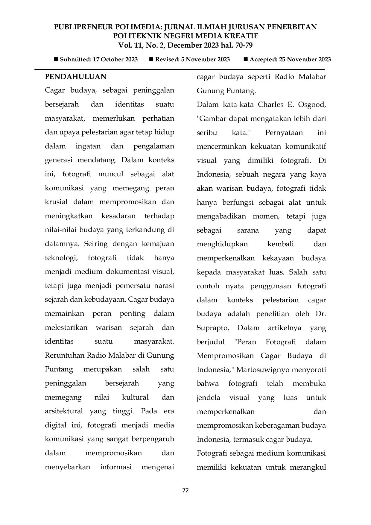 JURIS Photograph Of The Ruins Of Radio Malabar On Mount Puntang Photography As A Communication Tool To Promote Cultural Heritage