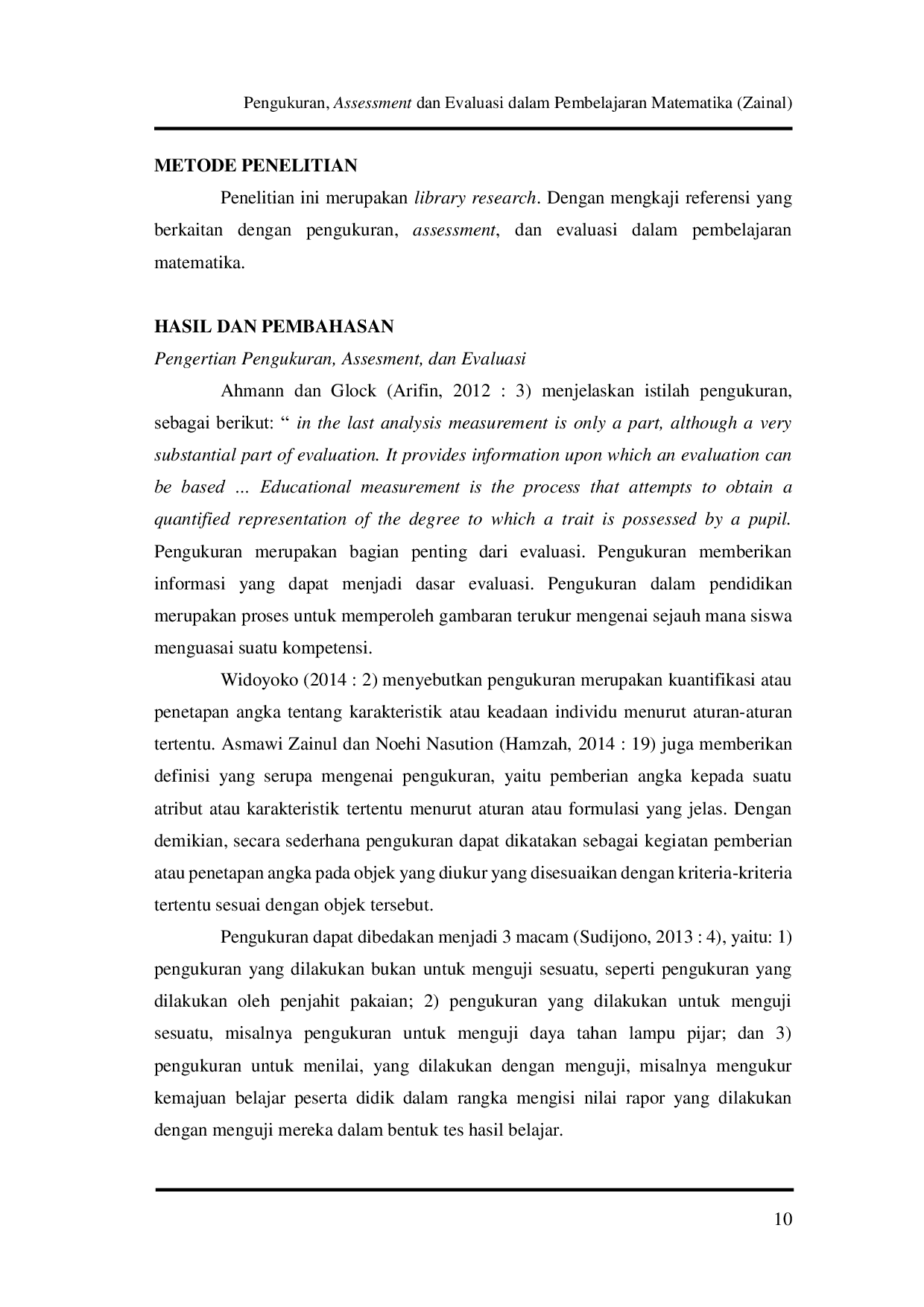 JURIS Pengukuran Assessment dan Evaluasi dalam Pembelajaran Matematika