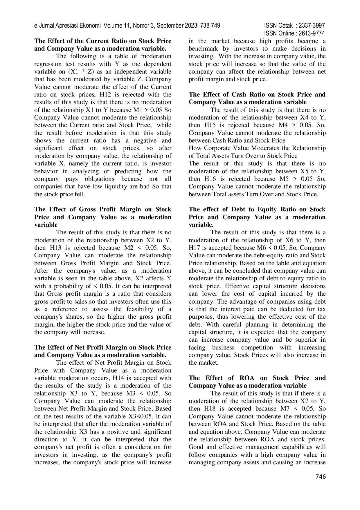 JURIS Analisis Dampak Kinerja Keuangan Terhadap Harga Saham Dan Nilai Perusahaan Sebagai Variabel Moderasi