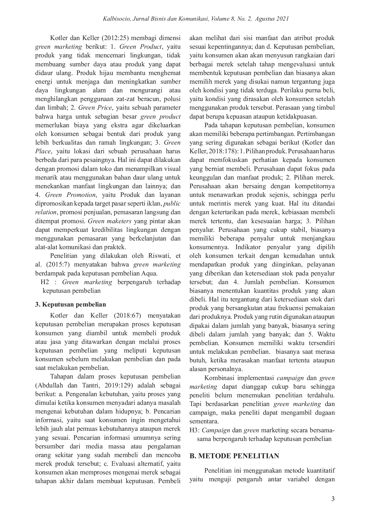 JURIS Analisis Campaign dan Green Marketing untuk menciptakan Keputusan Pembelian