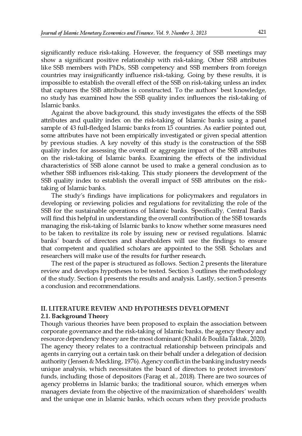 juris Shari a Supervisory Board and Islamic Banks Insolvency Risk