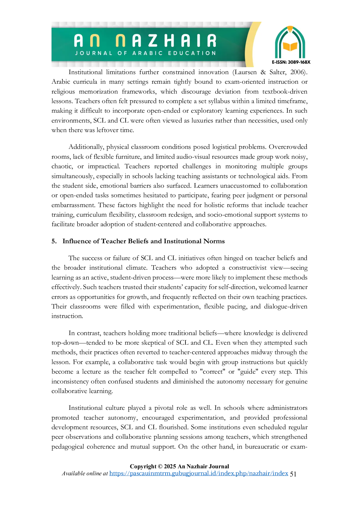 JURIS Student Centered Learning and Collaborative Learning in Arabic Language Education