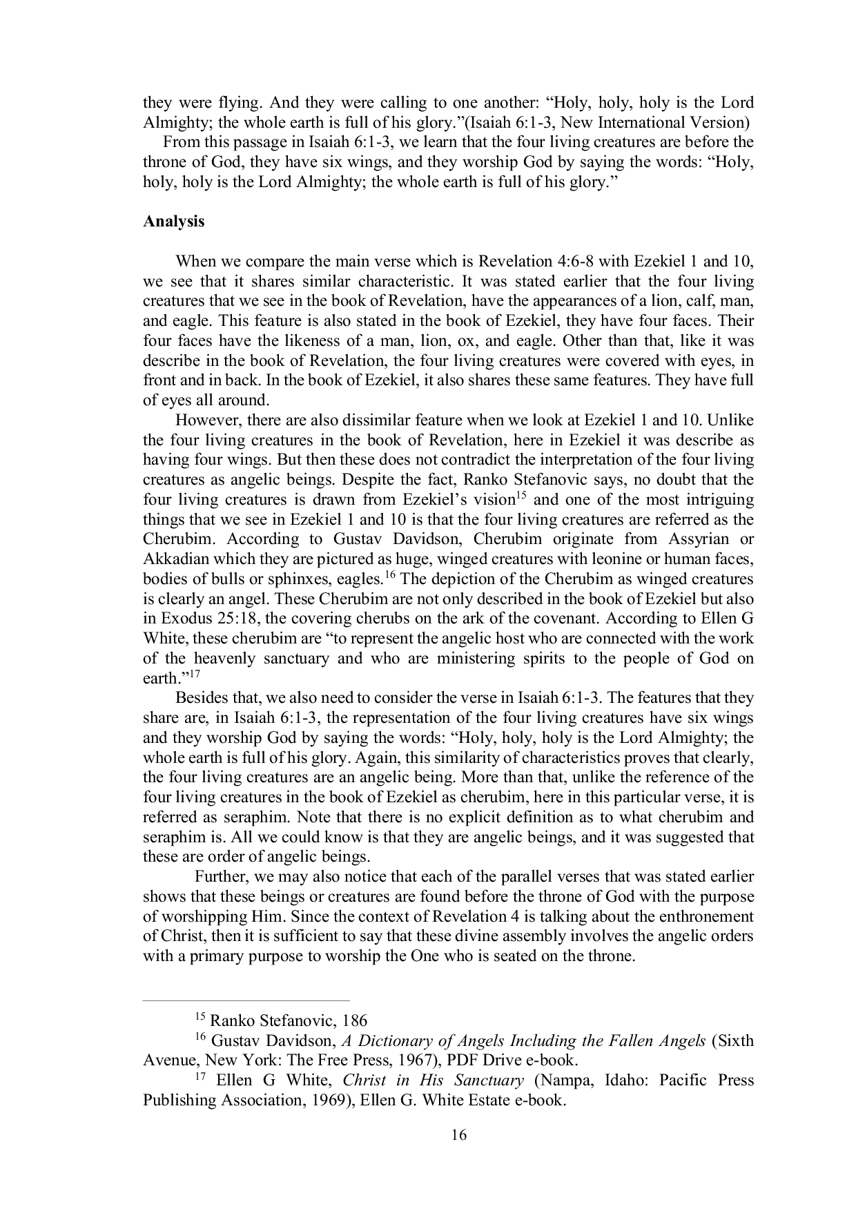 JURIS Creature or Monster A Study of the Four Living Creatures Based on Revelation 4 6 8 from the Perspective of the Seventh day Adventist Church