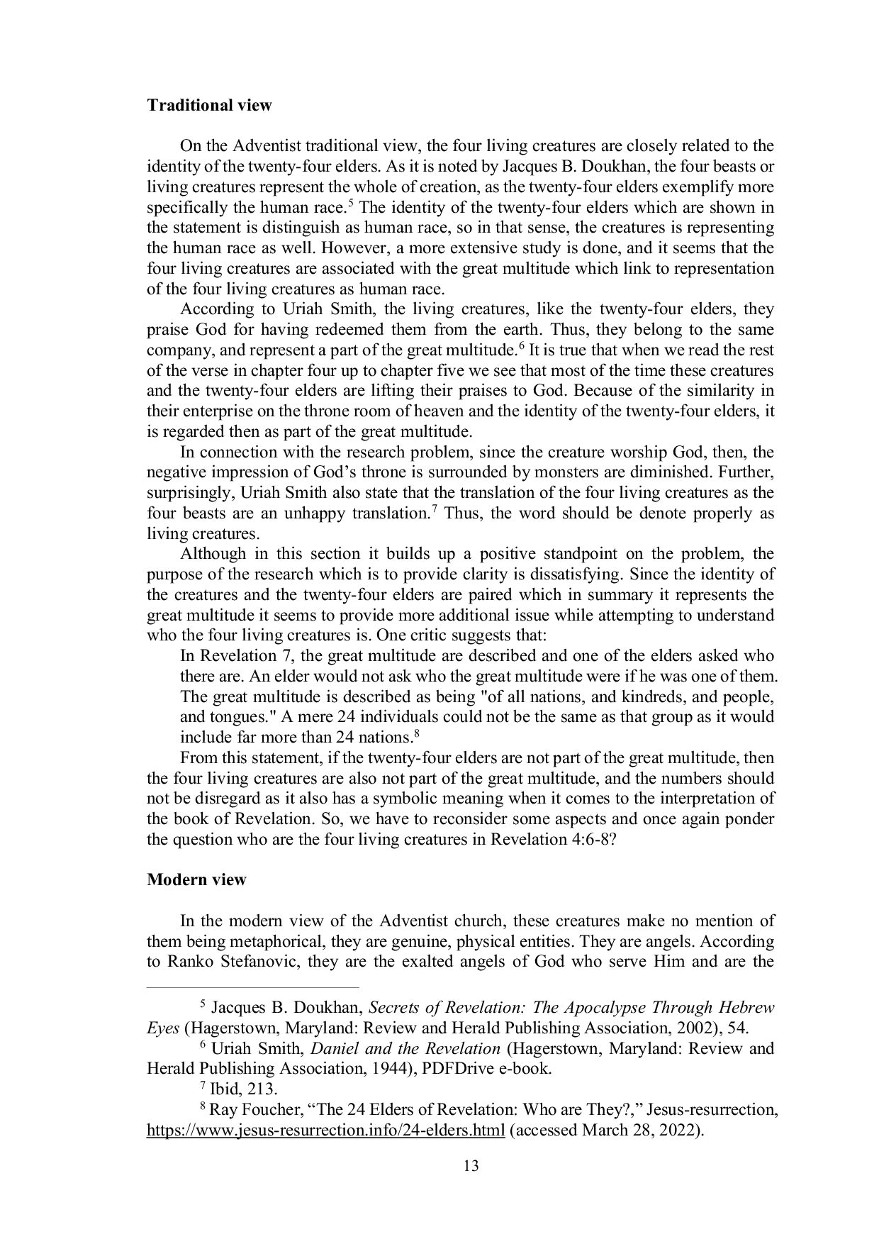 JURIS Creature or Monster A Study of the Four Living Creatures Based on Revelation 4 6 8 from the Perspective of the Seventh day Adventist Church