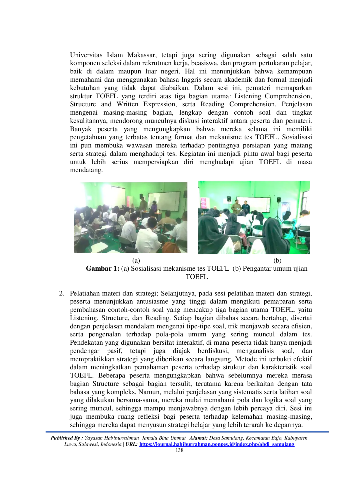 juris Penguatan Literasi Bahasa Inggris Melalui Sosialisasi dan Pelatihan TOEFL bagi Mahasiswa Universitas Islam Makassar