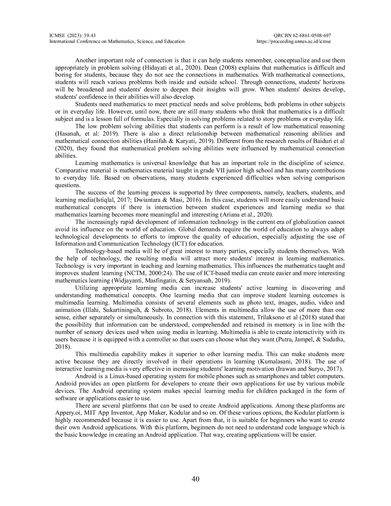 JURIS Development of APSIO to Improve Mathematical Connection Ability