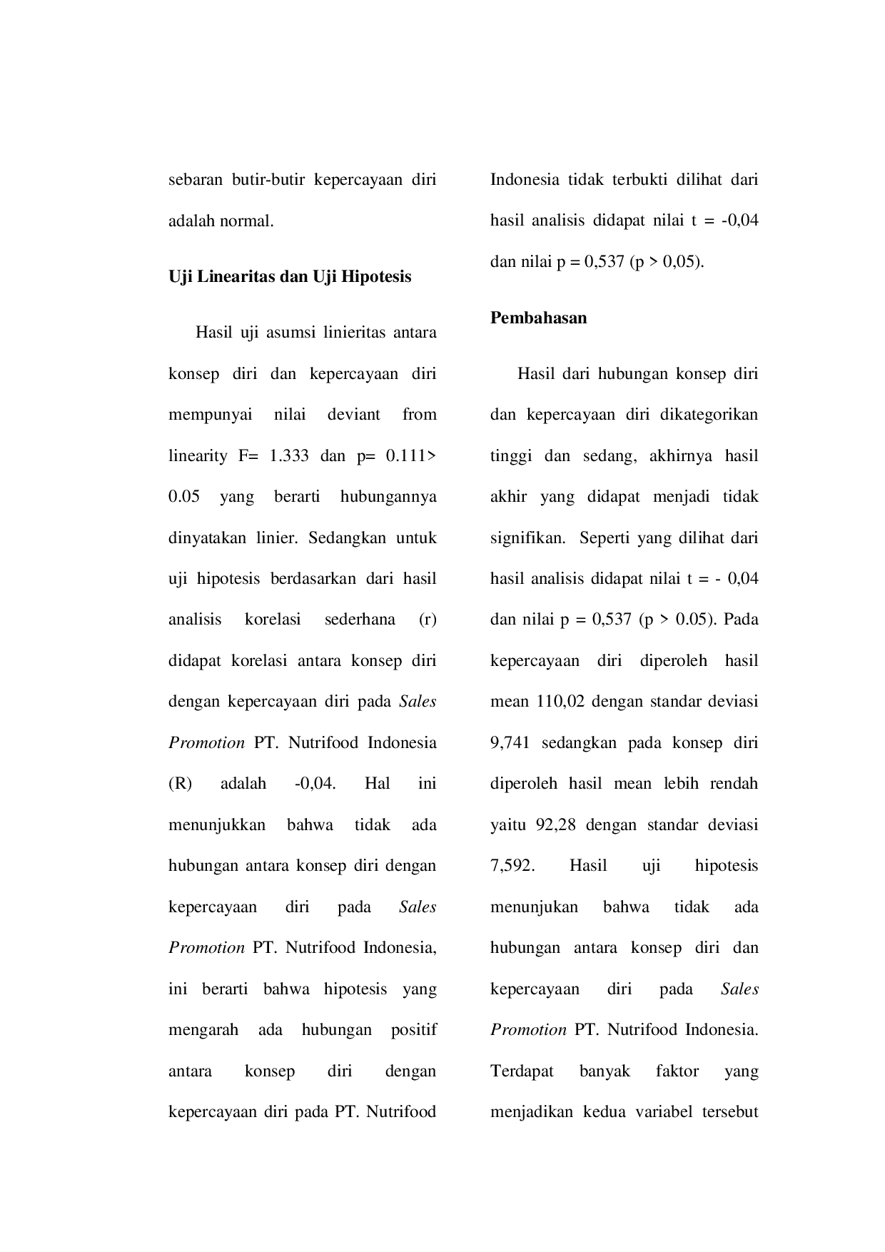 JURIS Hubungan Antara Konsep Diri dan Kepercayaan Diri Pada Sales Promotion PT Nutrifood Indonesia