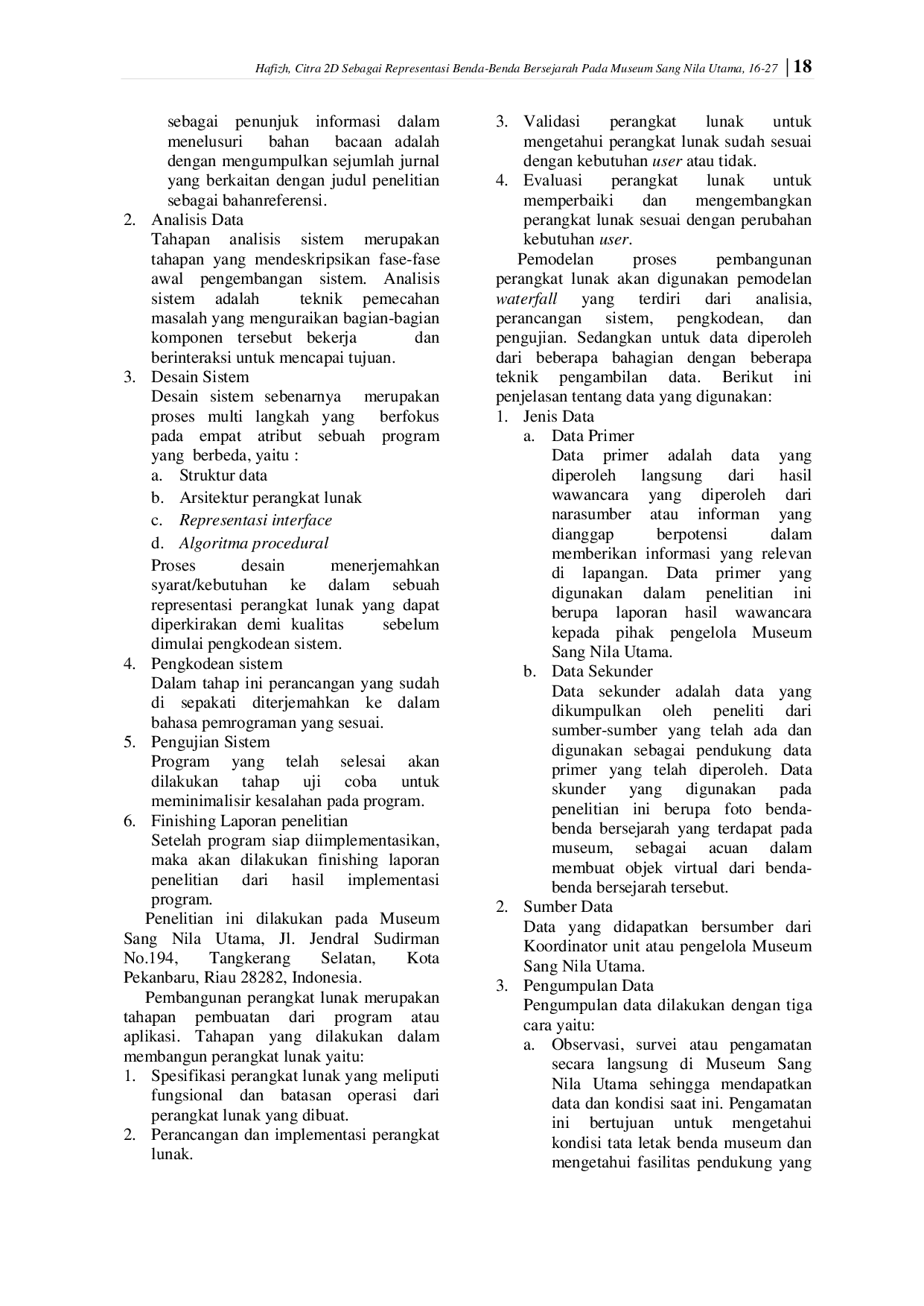 juris Citra 2D sebagai Representasi Benda Benda Bersejarah pada Museum Sang Nila Utama