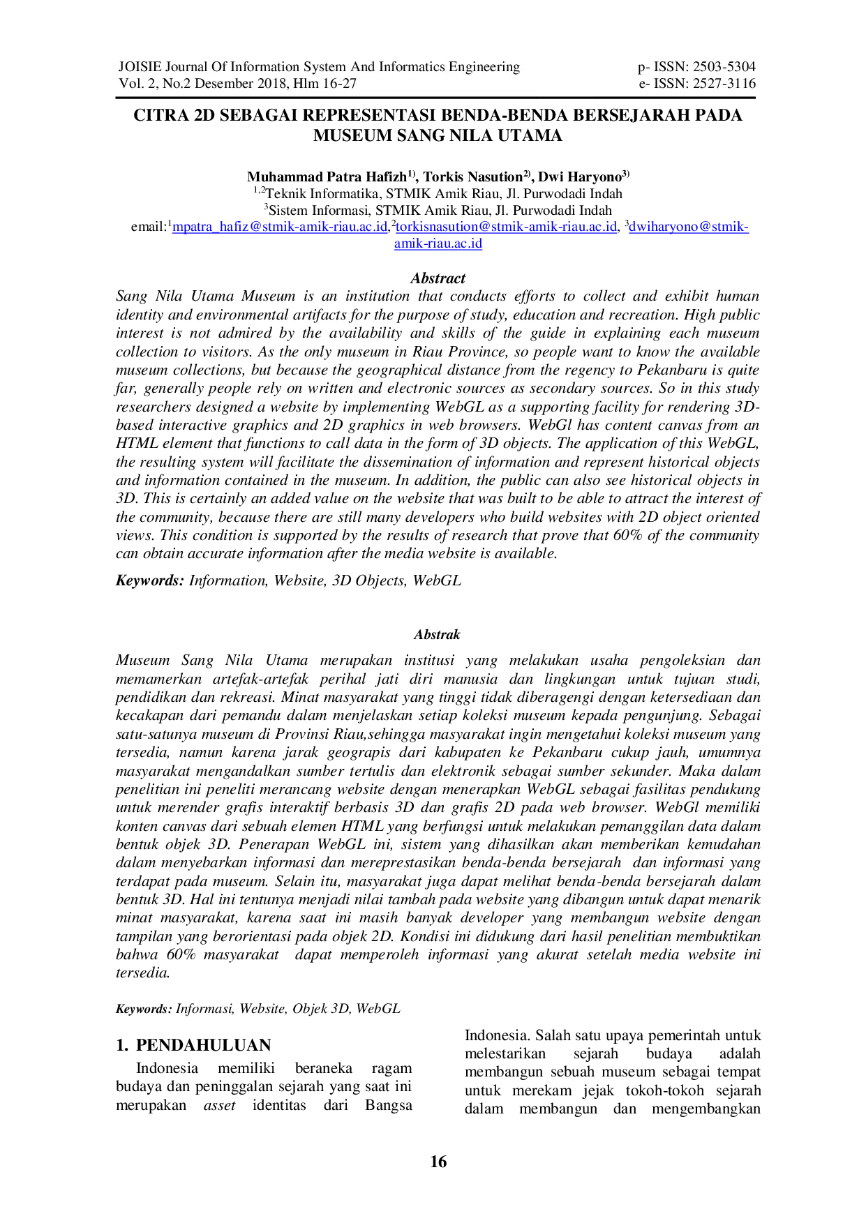 juris Citra 2D sebagai Representasi Benda Benda Bersejarah pada Museum Sang Nila Utama