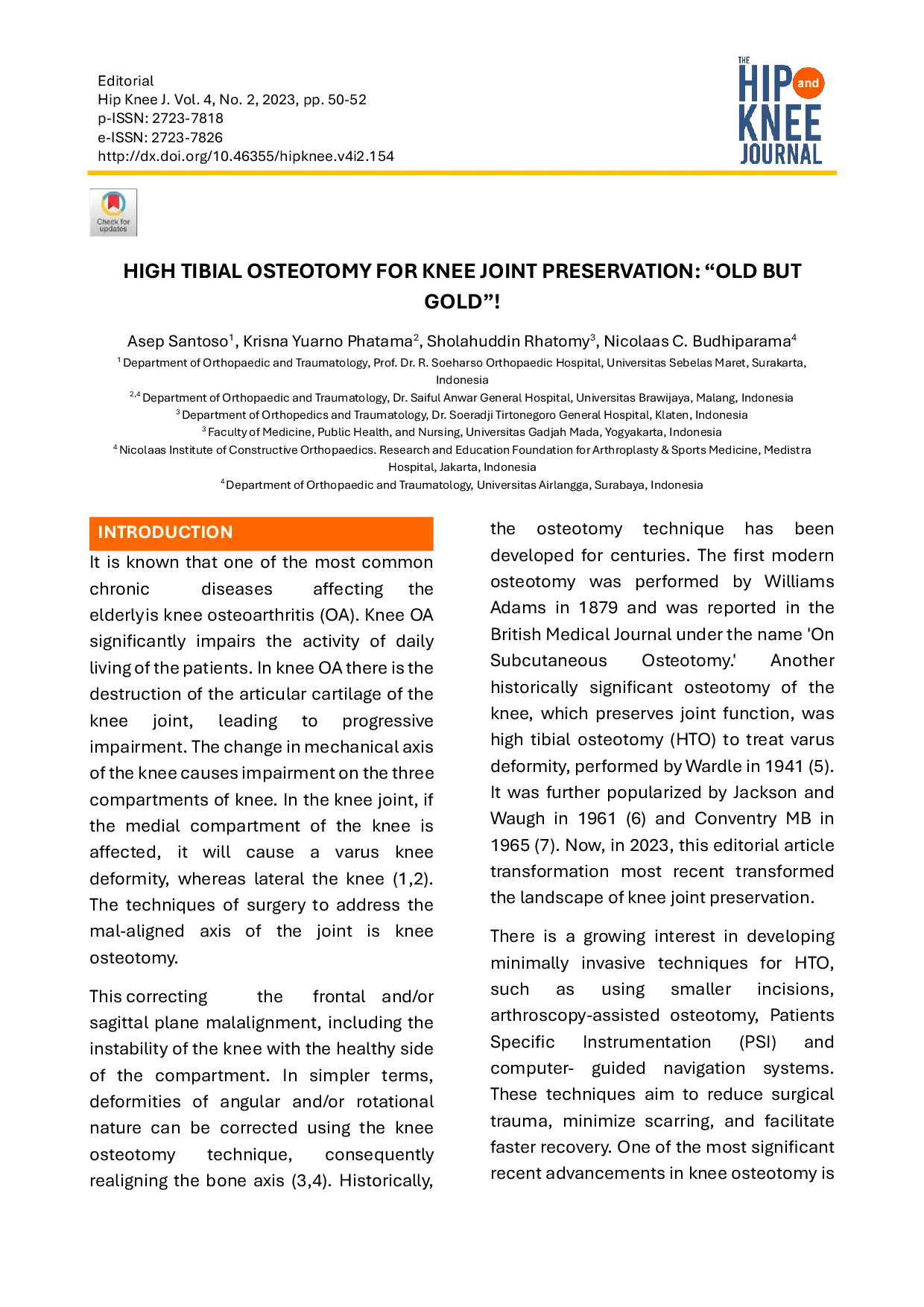 JURIS High Tibial Osteotomy for knee joint preservation Old but Gold