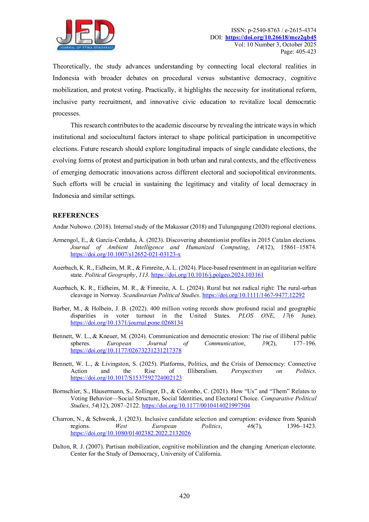 JURIS Public Voter Participation and Protest Voting in the 2024 Banyumas Single Candidate Election