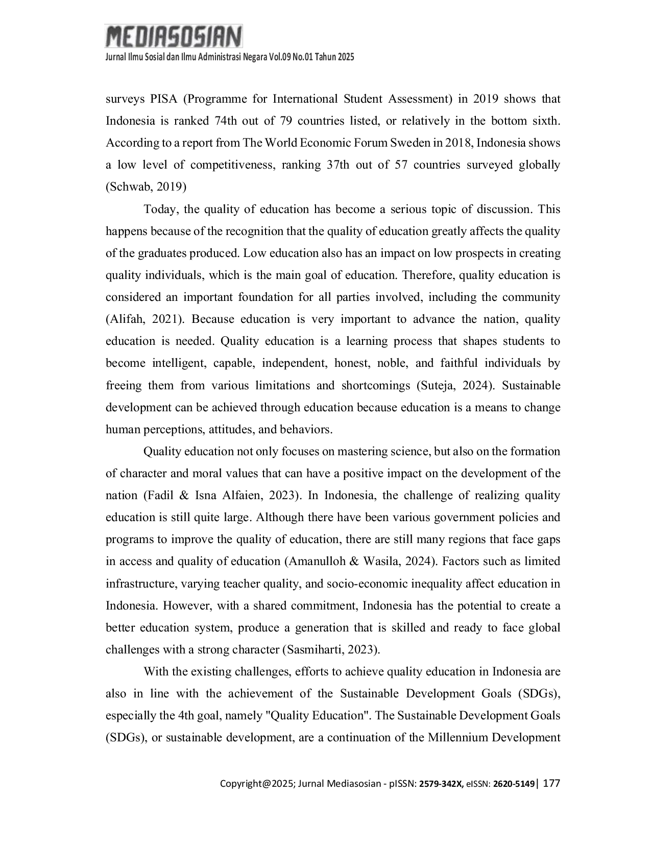 JURIS Quality Education in Achieving the Sdgs in Indonesia