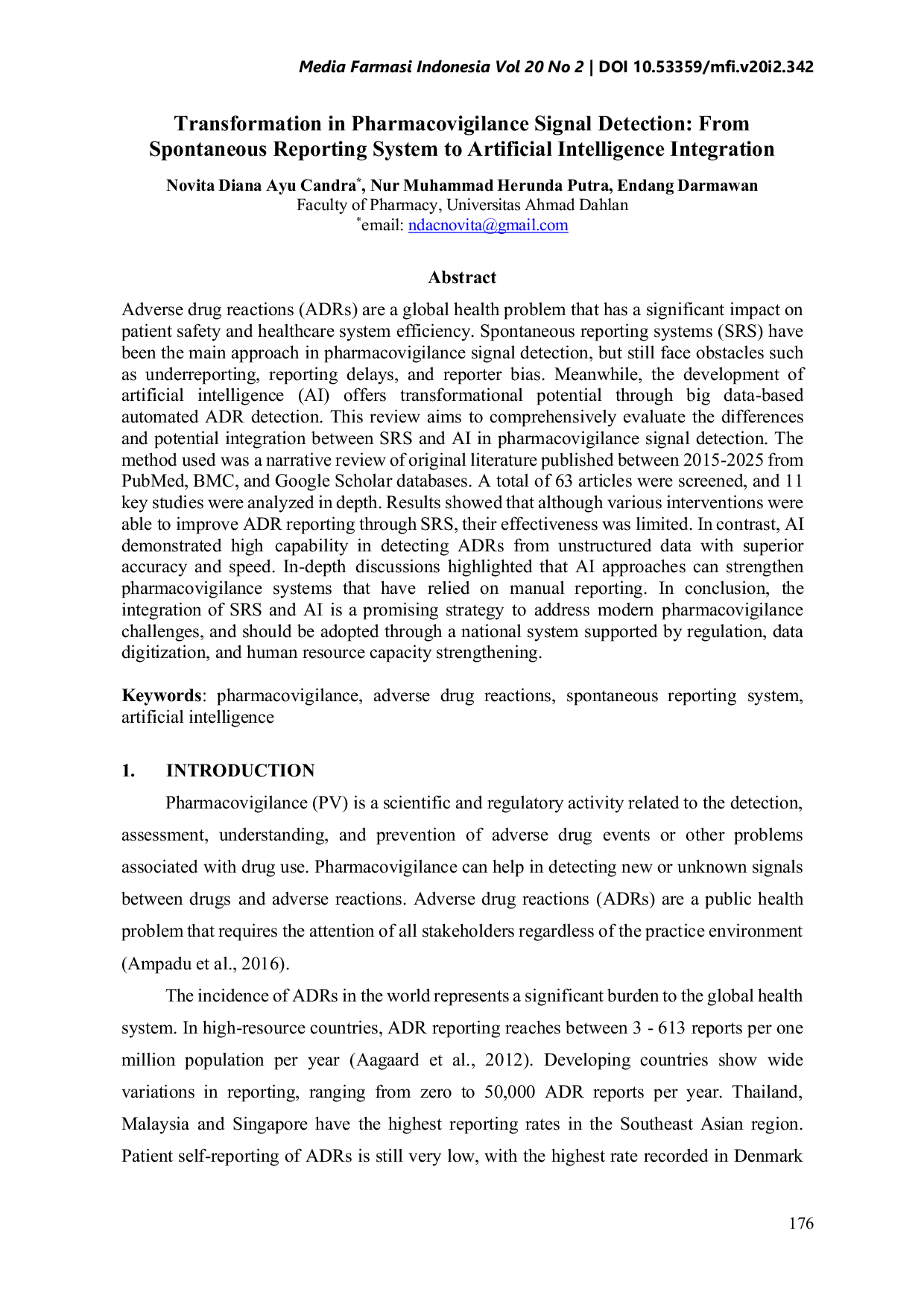 JURIS Transformation In Pharmacovigilance Signal Detection From Spontaneous Reporting System To Artificial Intelligence Integration