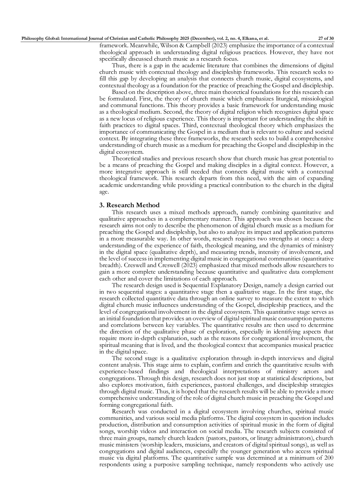 JURIS Church Music as a Media for Proclaiming the Gospel and Discipleship in the Digital Ecosystem A Contextual Theological Perspective