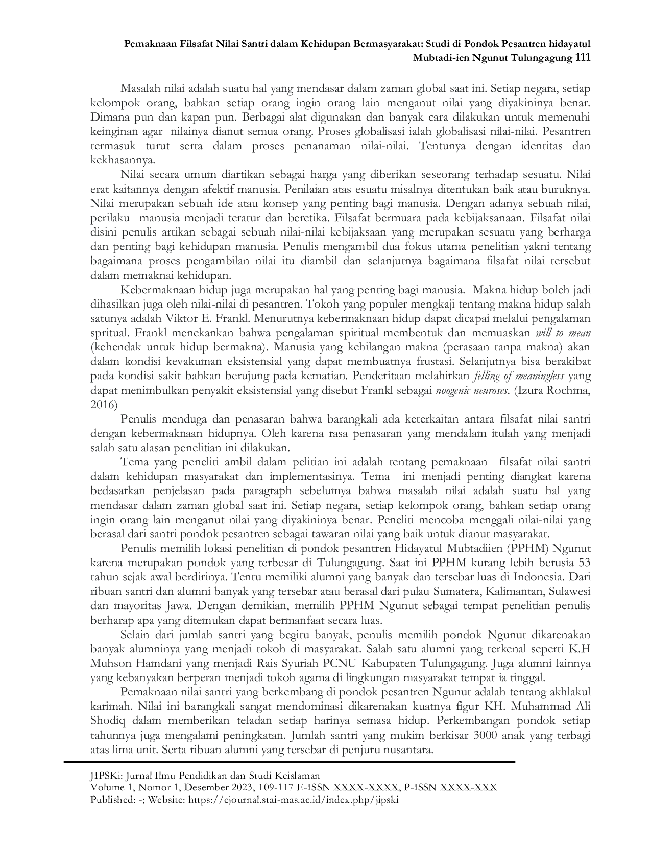 JURIS Kehidupan Pemaknaan Bermasyarakat Studi Di Pondok Pesantren Hidayatul Mubtadi Ien Ngunut Tulungagung