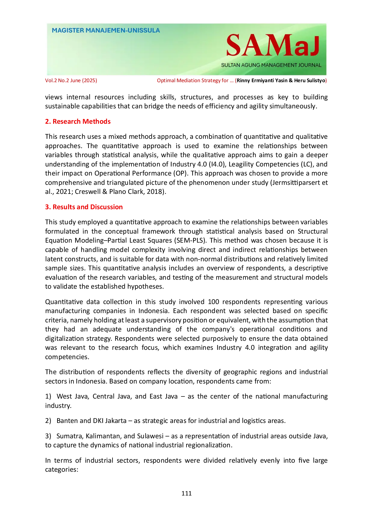 JURIS Optimal Mediation Strategy for Industry 4 0 Integration in Improving Operational Performance