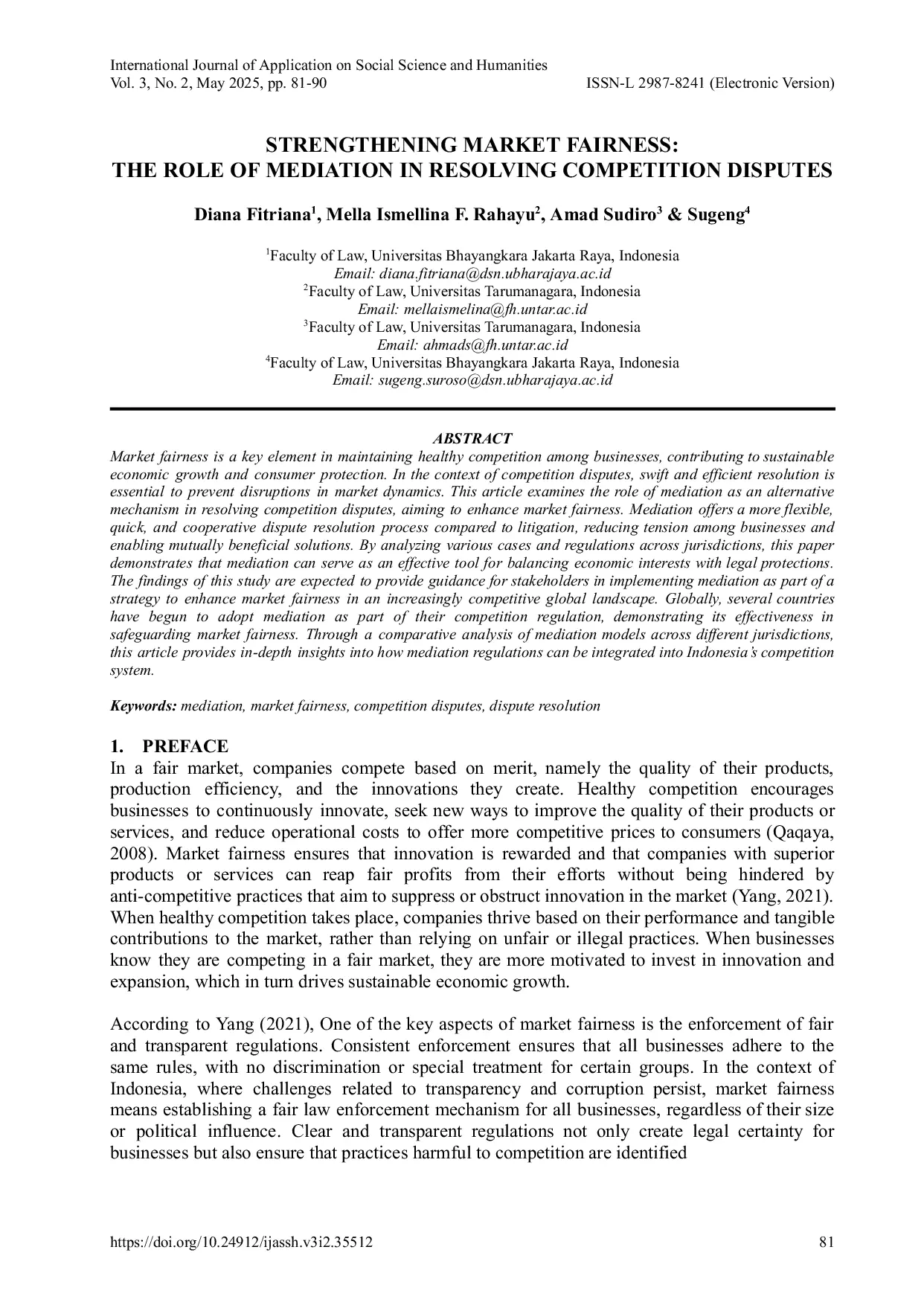 JURIS Strengthening Market Fairness The Role of Mediation in Resolving Competition Disputes