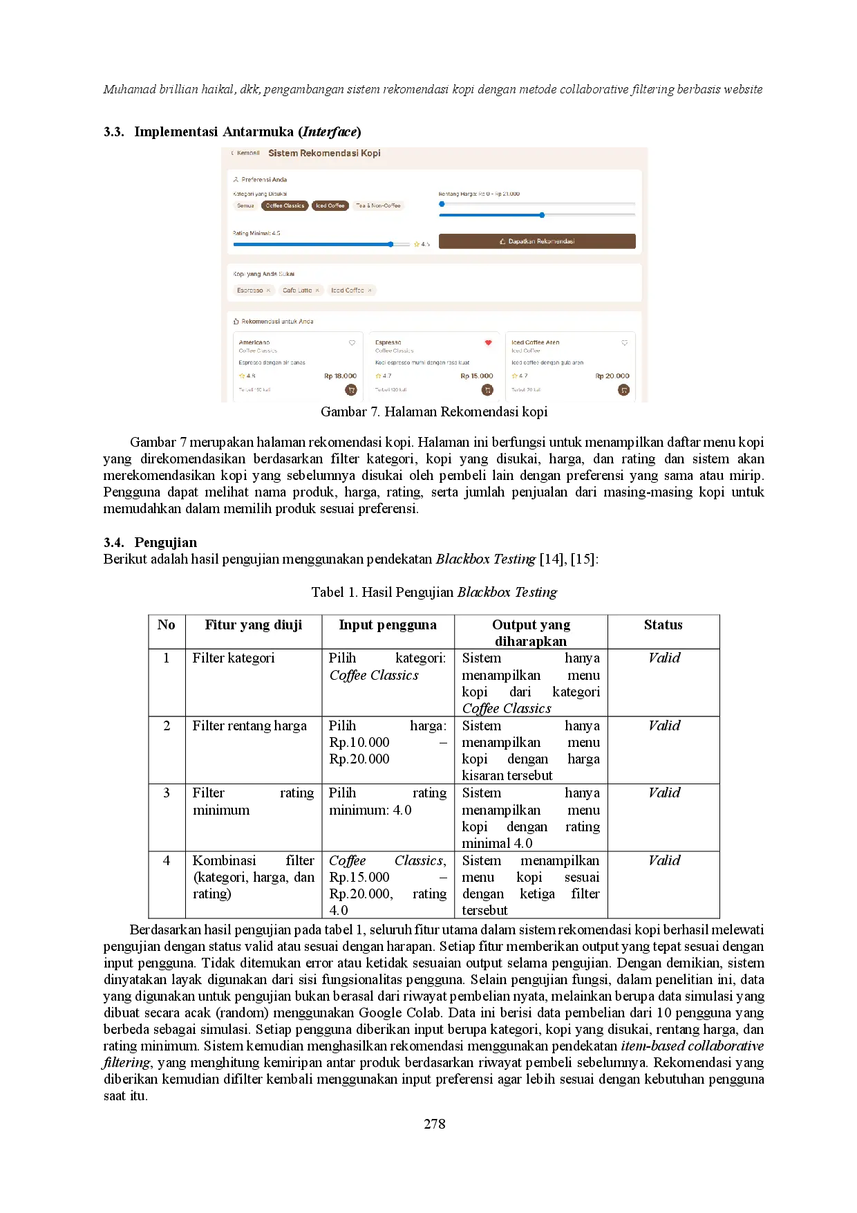 juris Pengembangan Sistem Rekomendasi Kopi Dengan Metode Collaborative Filtering Berbasis Website