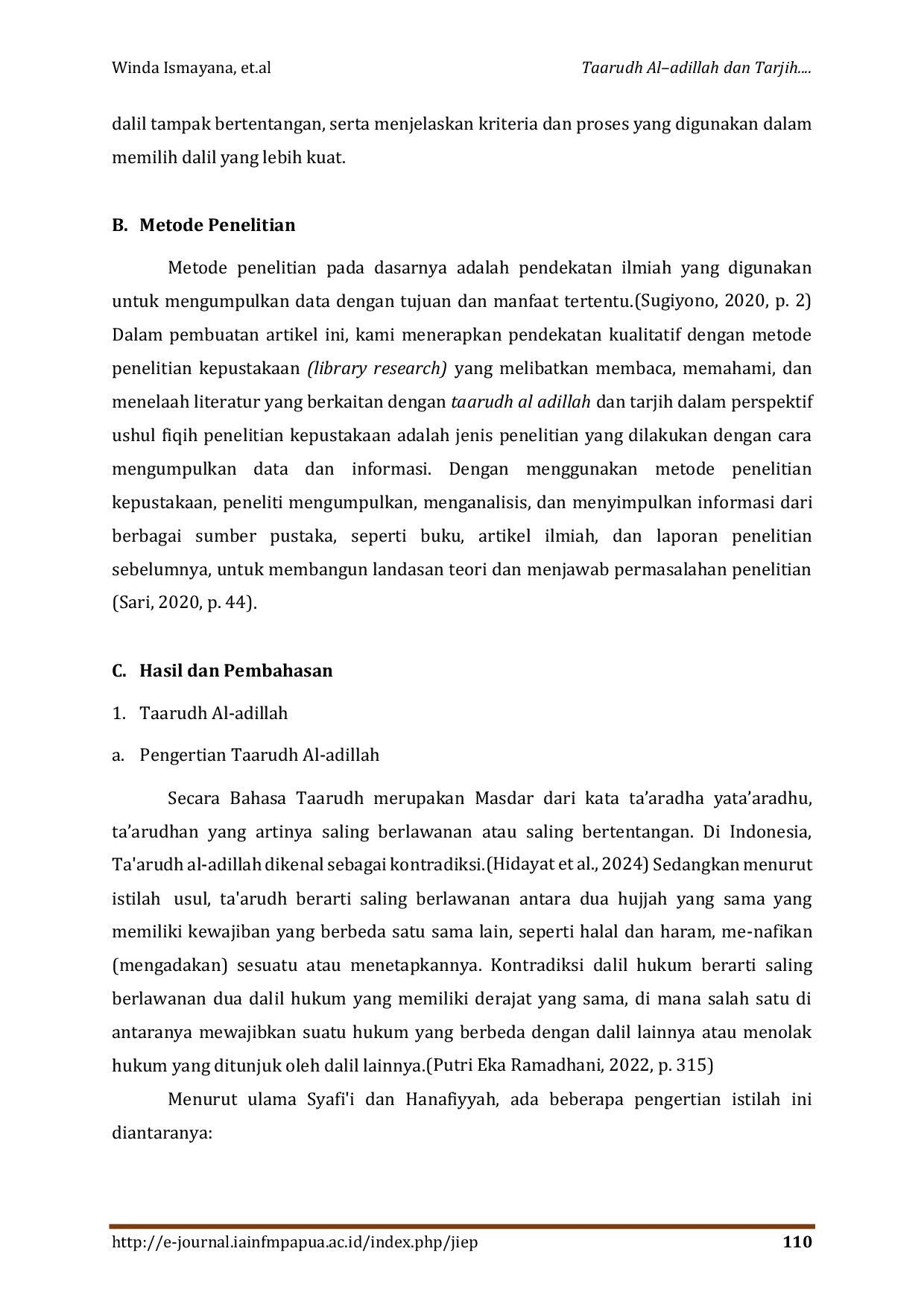 JURIS Taarudh Al adillah dan Tarjih dalam Perspektif Ushul Fiqh