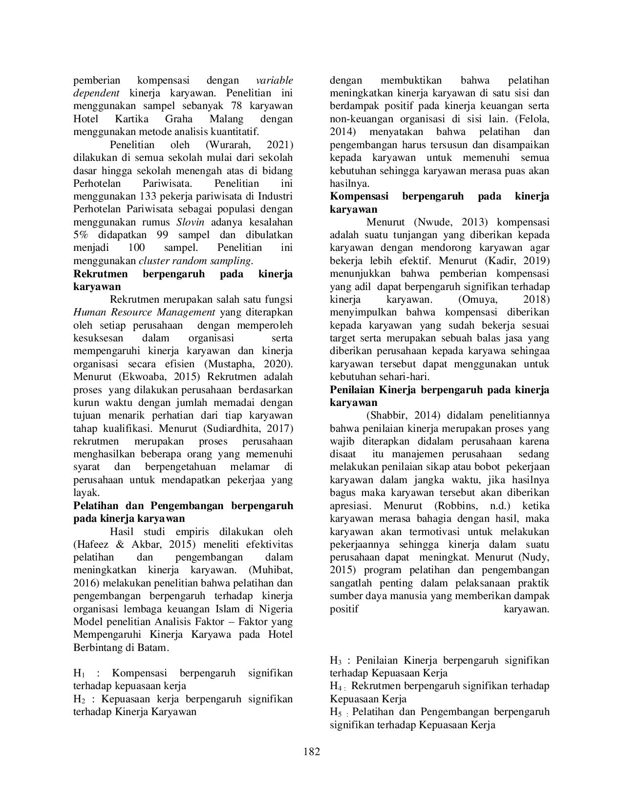 JURIS Analisis Faktor Faktor yang Mempengaruhi Kinerja Karyawan Pada Hotel Berbintang Di Batam