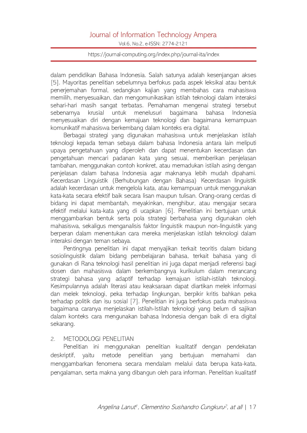 JURIS Strategi Mahasiswa dalam Menggunakan Bahasa Indonesia untuk Menjelaskan Istilah Teknologi kepada Teman Sebaya