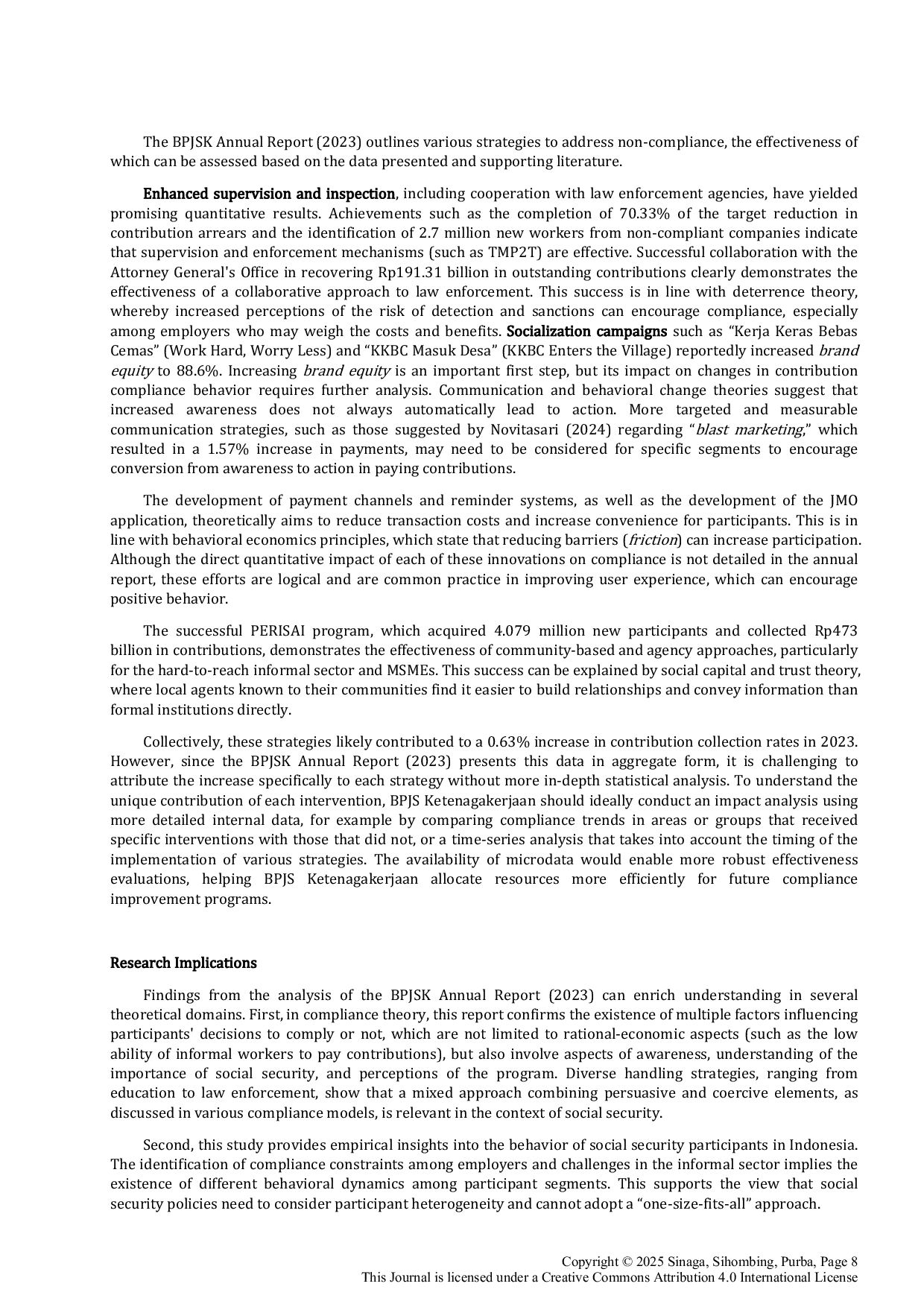 JURIS Analysis of Factors and Strategies for Handling Non Compliance in Payment of BPJS Employment Contributions