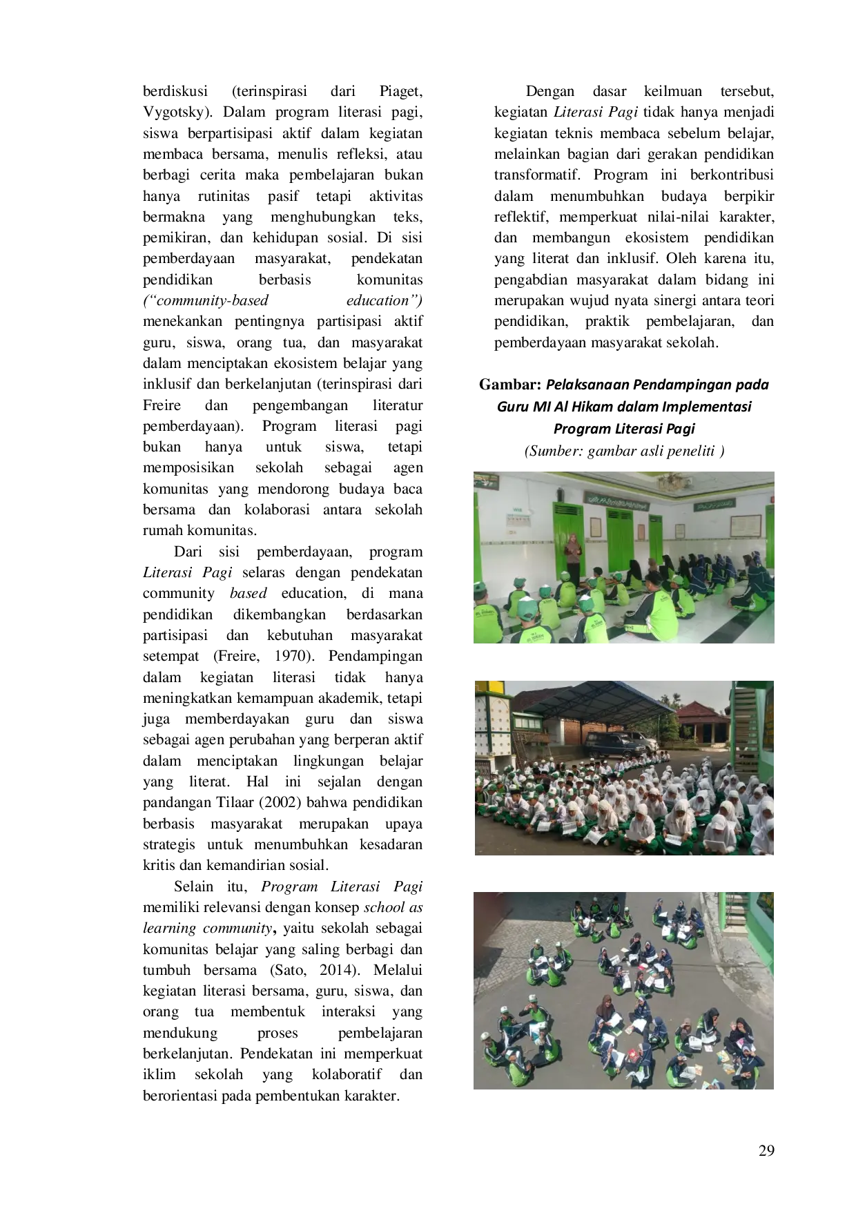 JURIS Pendampingan pada Guru MI AL HIKAM dalam Implementasi Program Literasi Pagi