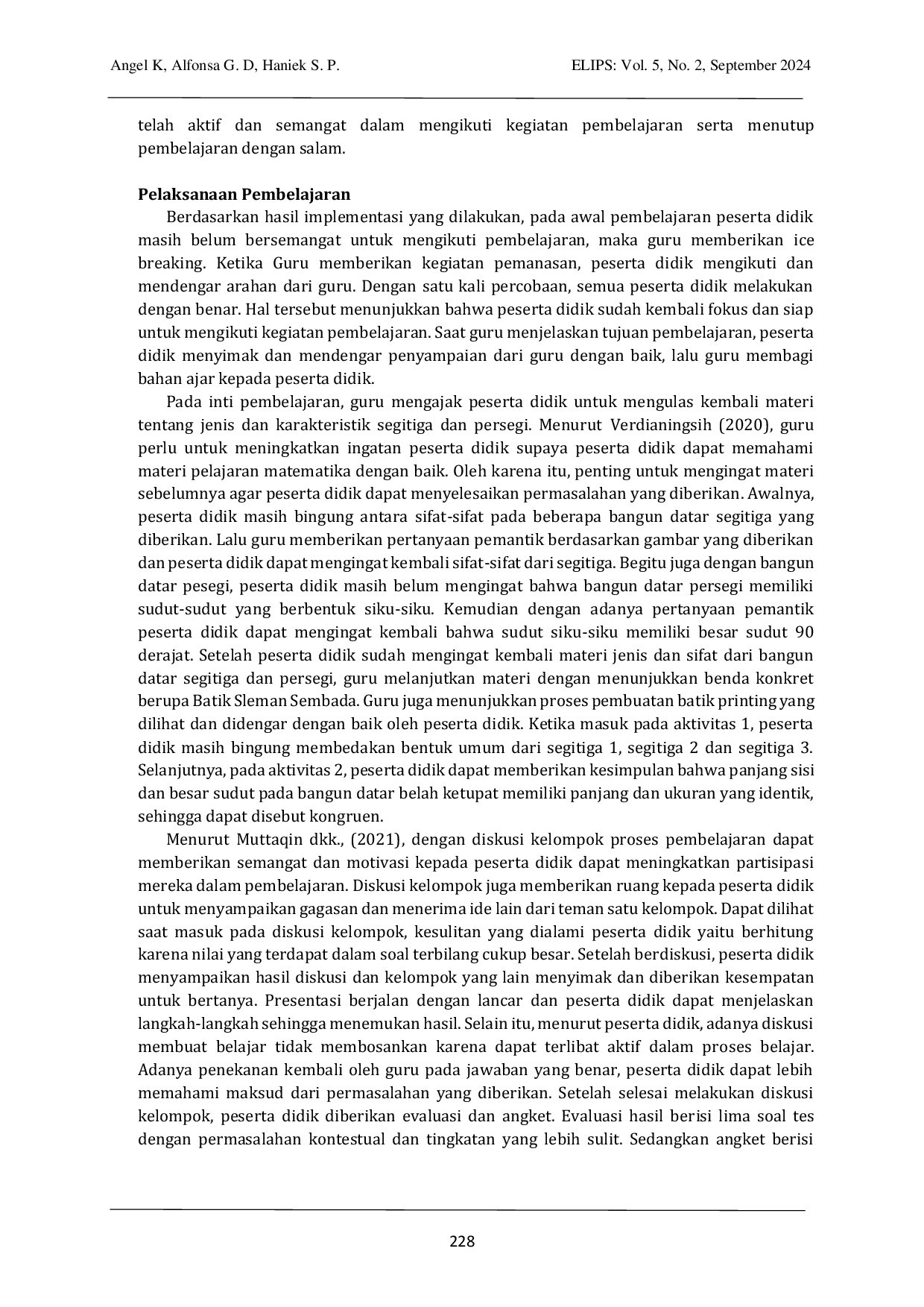 JURIS Implementasi Etnomatematika Batik Sleman Sembada Materi Kesebangunan dan Kekongruenan Kelas IX Moyudan Sleman