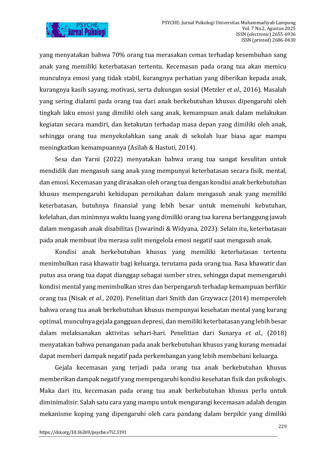 JURIS Pengaruh Auditory Guided Imagery Terhadap Penurunan Kecemasan Pada Orang Tua Dengan Anak Berkebutuhan Khusus