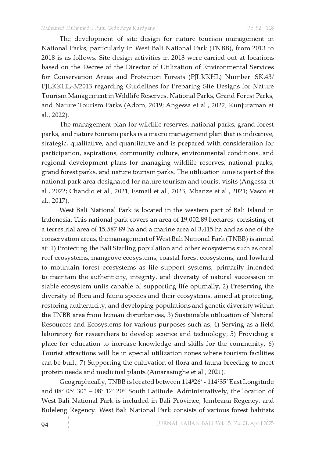 juris Conservation and Utilization Community Based Natural and Cultural Tourism Site Design in West Bali National Park