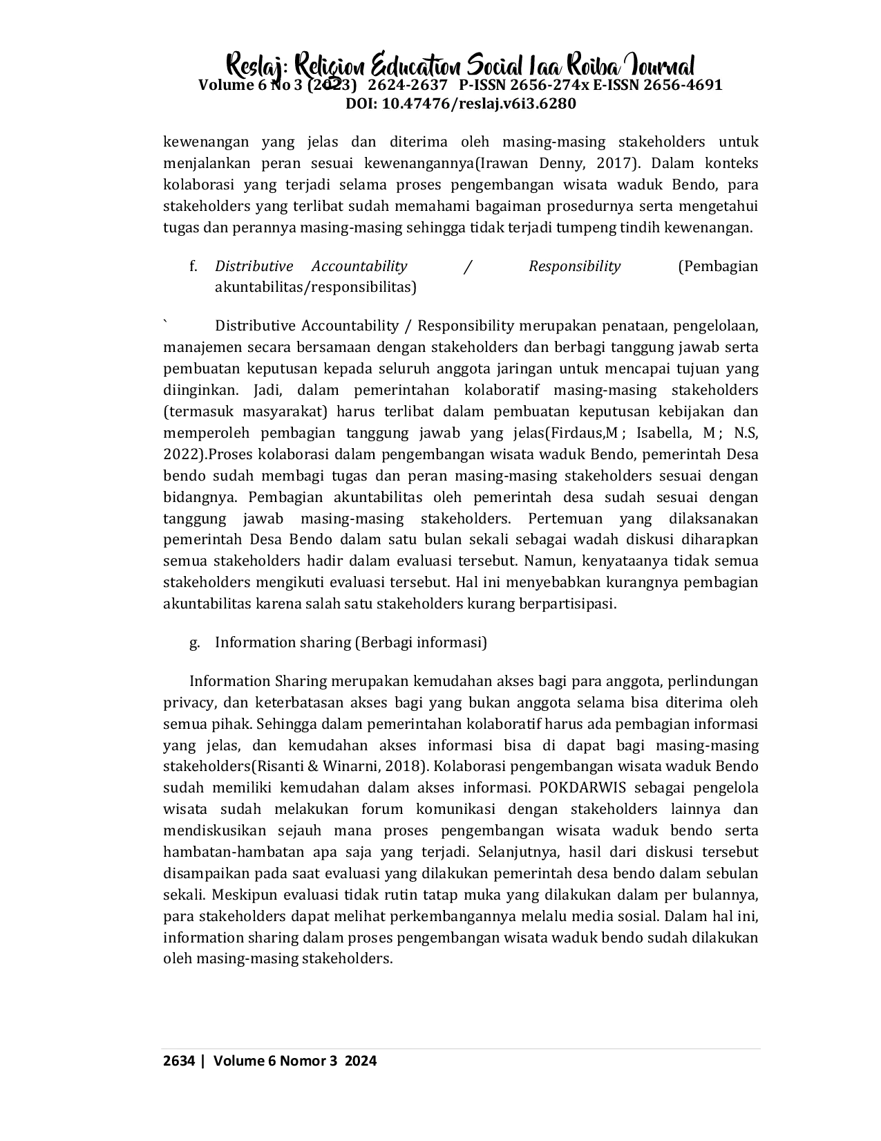 JURIS Collaborative Governance Dalam Pengembangan Pariwisata Waduk Bendo di Desa Bendo Kecamatan Kapas Kabupaten Bojonegoro