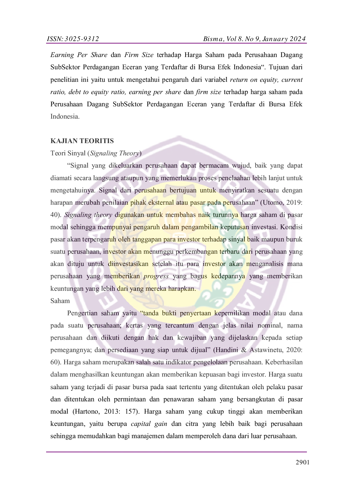 JURIS Analisis Pengaruh Return On Equity Current Ratio Debt To Equity Ratio Earning Per Share Dan Firm Size Terhadap Harga Saham Pada Perusahaan Dagang Subsektor Perdagangan Eceran Yang Terdaftar Di Burs
