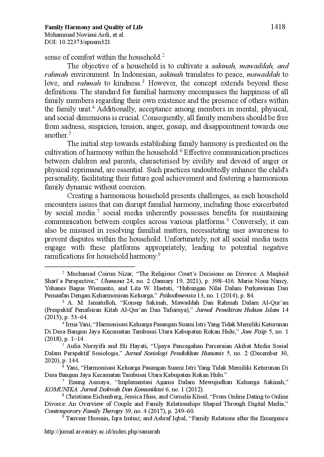 juris Family Harmony and Quality of Life A Personal Relationship Approach of Gabriel Marcel in the Age of Social Media Networks