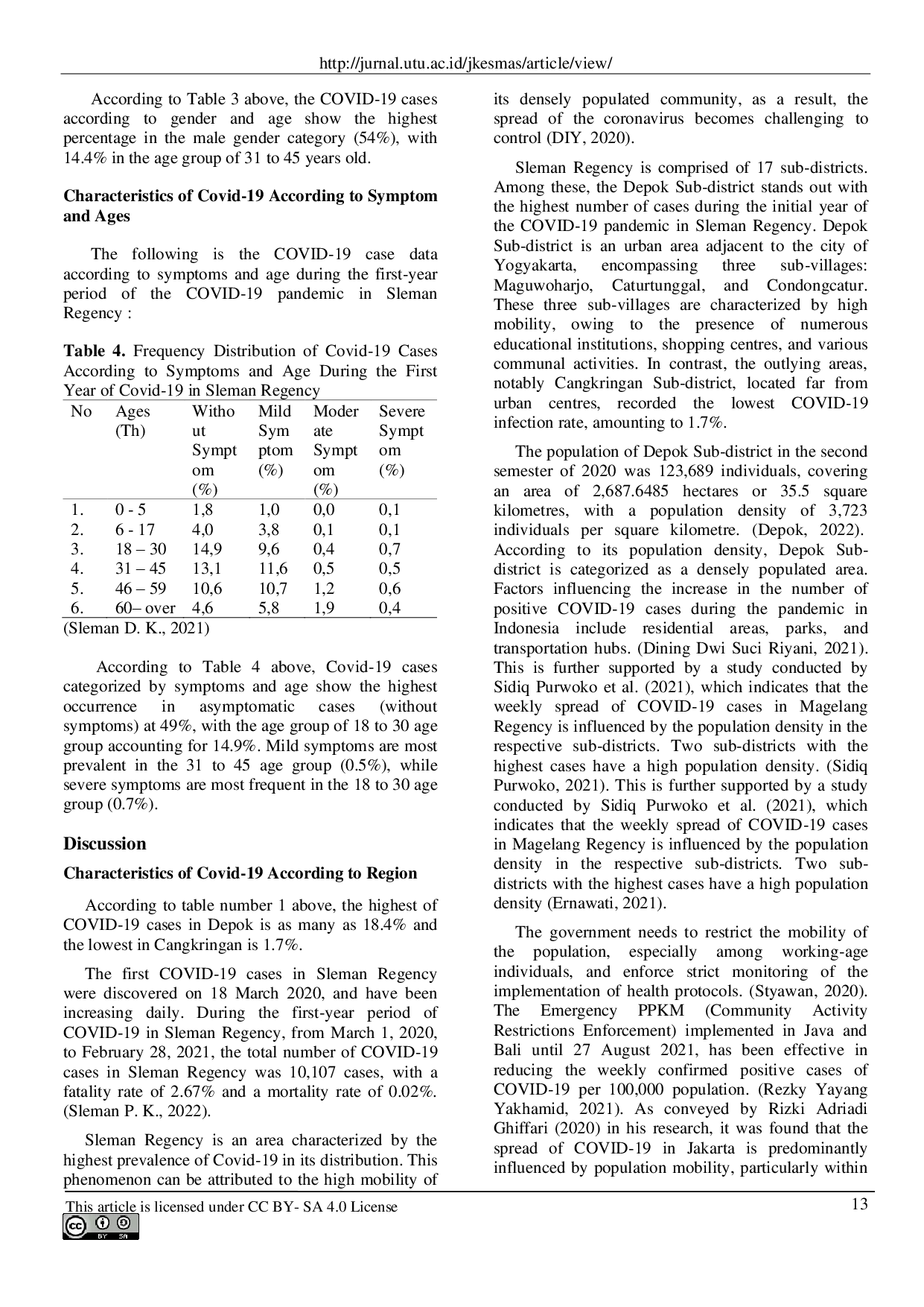 JURIS Description of the COVID 19 Incident Based on Regional and Individual Characteristics Case Study in Sleman Regency in The First Year of the Pandemic
