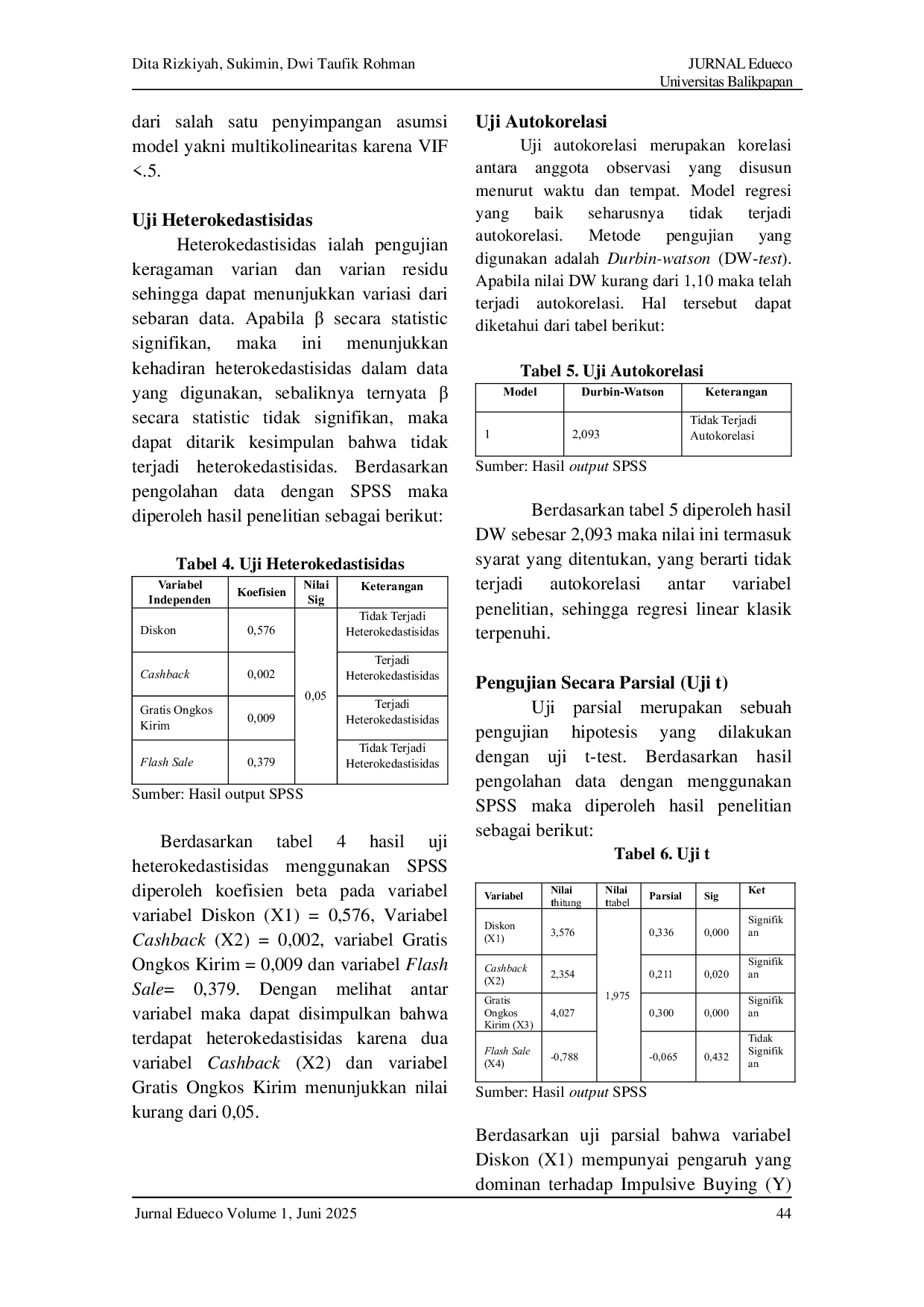 JURIS PENGARUH DISKON CASHBACK GRATIS ONGKOS KIRIM DAN FLASH SALE PADA SHOPEE TERHADAP PERILAKU IMPULSIF BUYING MAHASISWA UNIVERSITAS BALIKPAPAN