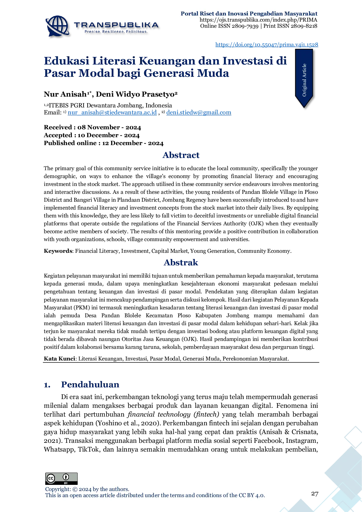 JURIS Edukasi Literasi Keuangan dan Investasi di Pasar Modal bagi Generasi Muda
