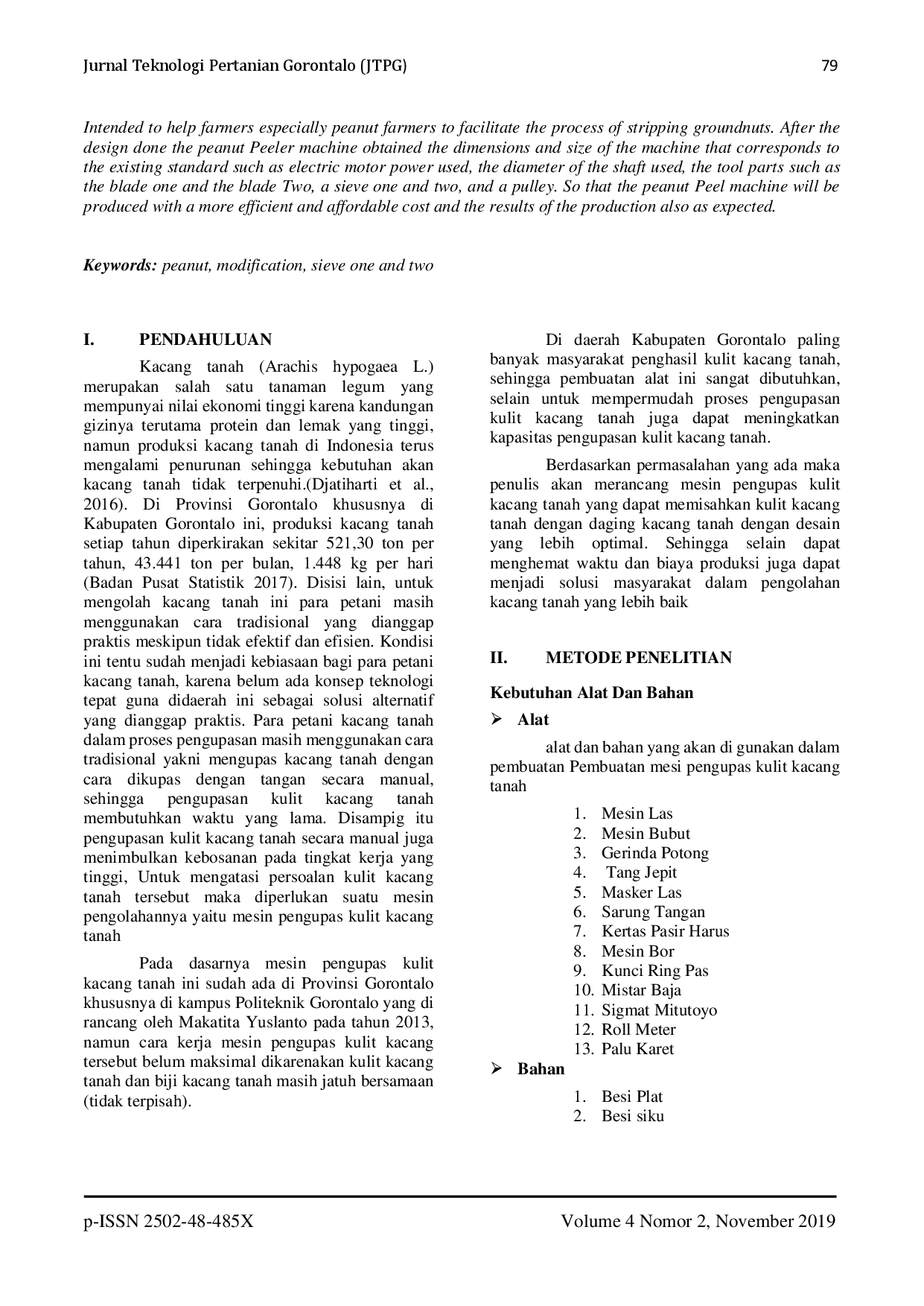 juris Modifikasi Mesin Pengupas Kulit Kacang Tanah