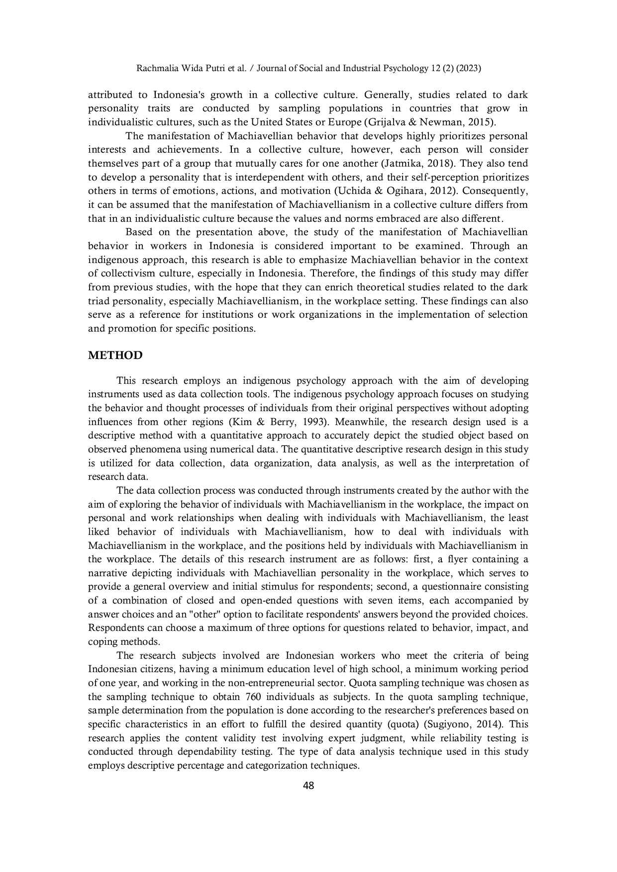 JURIS Manifestation of Dark Personality Behavior Indigenous Study on Indonesian Workers