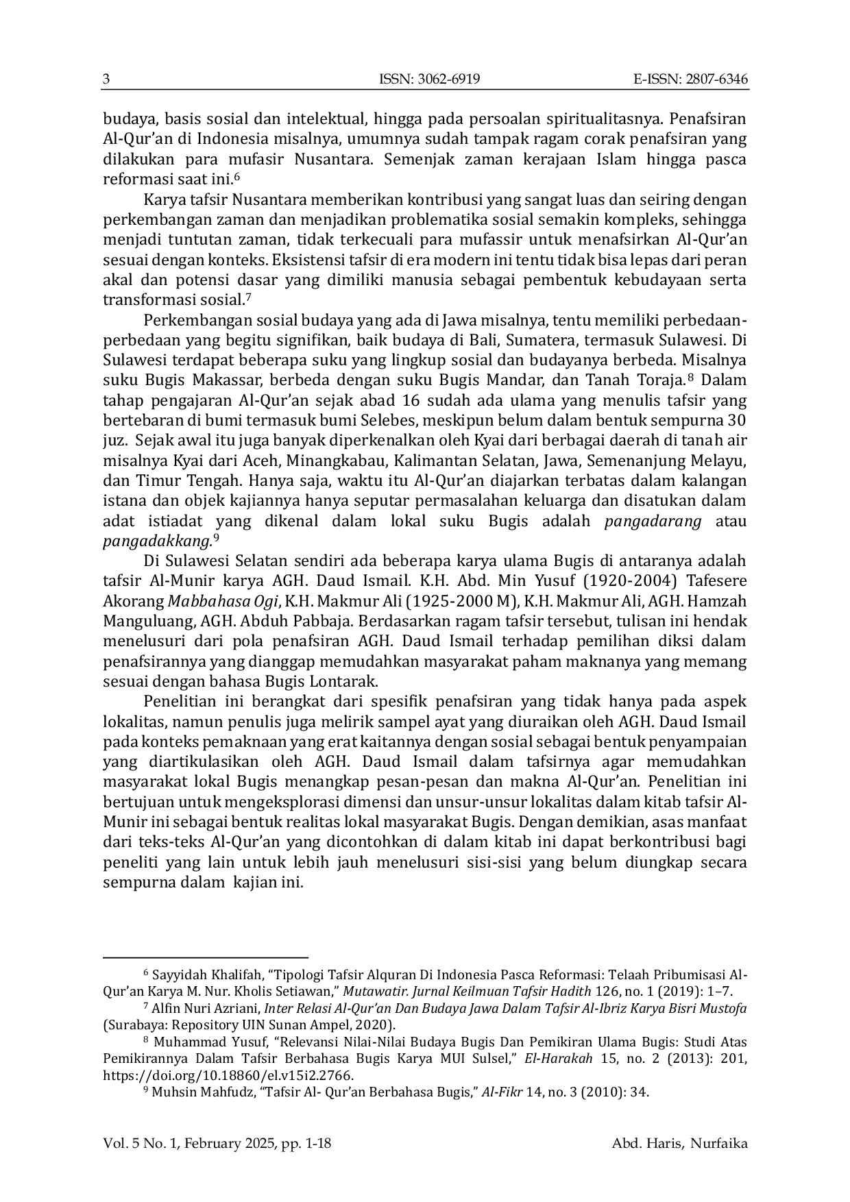 JURIS The Nusantara Interpretation By Bugis Scholars Social And Local Dimensions Of Al Munir Tafsir By Agh Daud Ismail