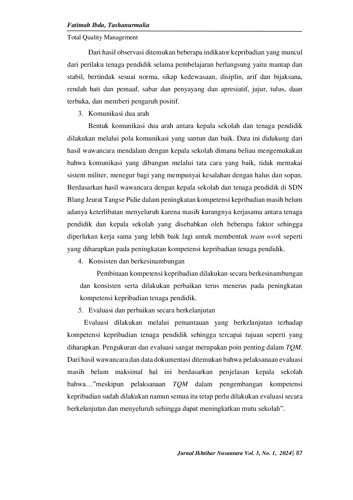 JURIS Total Quality Management Dalam Peningkatan Kompetensi Kepribadian Tenaga Pendidik