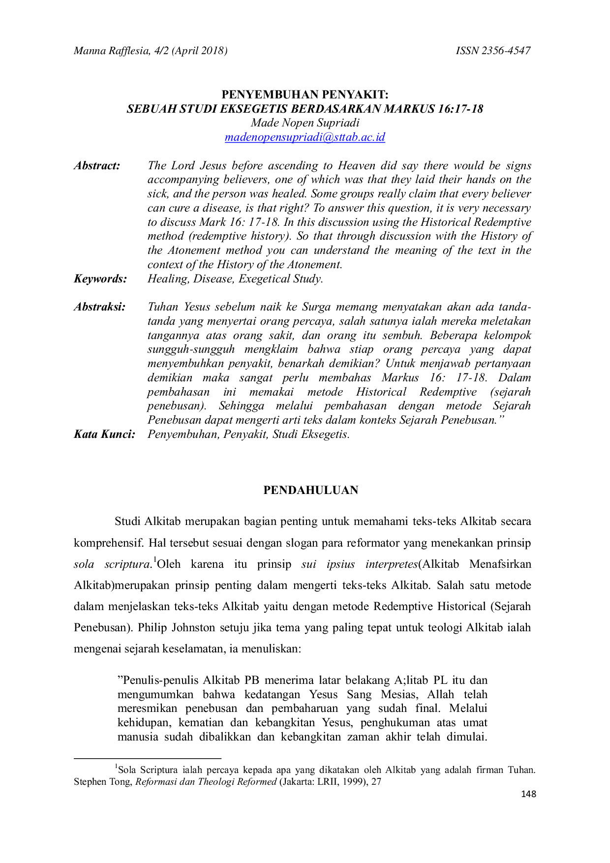JURIS Penyembuhan Penyakit Sebuah Studi Eksegetis Berdasarkan Markus 16 17 18