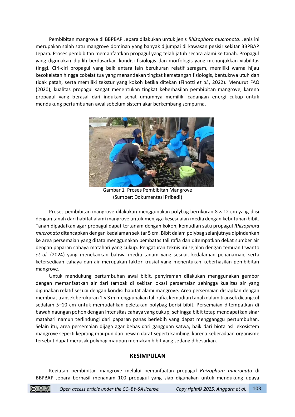 JURIS Pembibitan Mangrove Melalui Pemanfaatan Propagul Sebagai Upaya Pemulihan Ekosistem Pesisir Di Balai Besar Perikanan Budidaya Air Payau Bbpbap Jepara Jawa Tengah