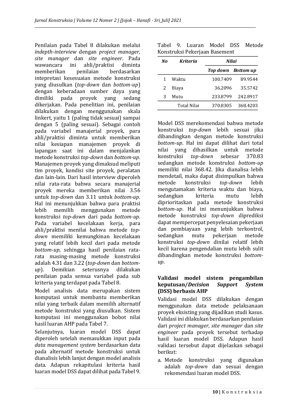 JURIS Sistem Pengambilan Keputusan Metode Konstruksi Berbasis Analytical Hierarchy Process